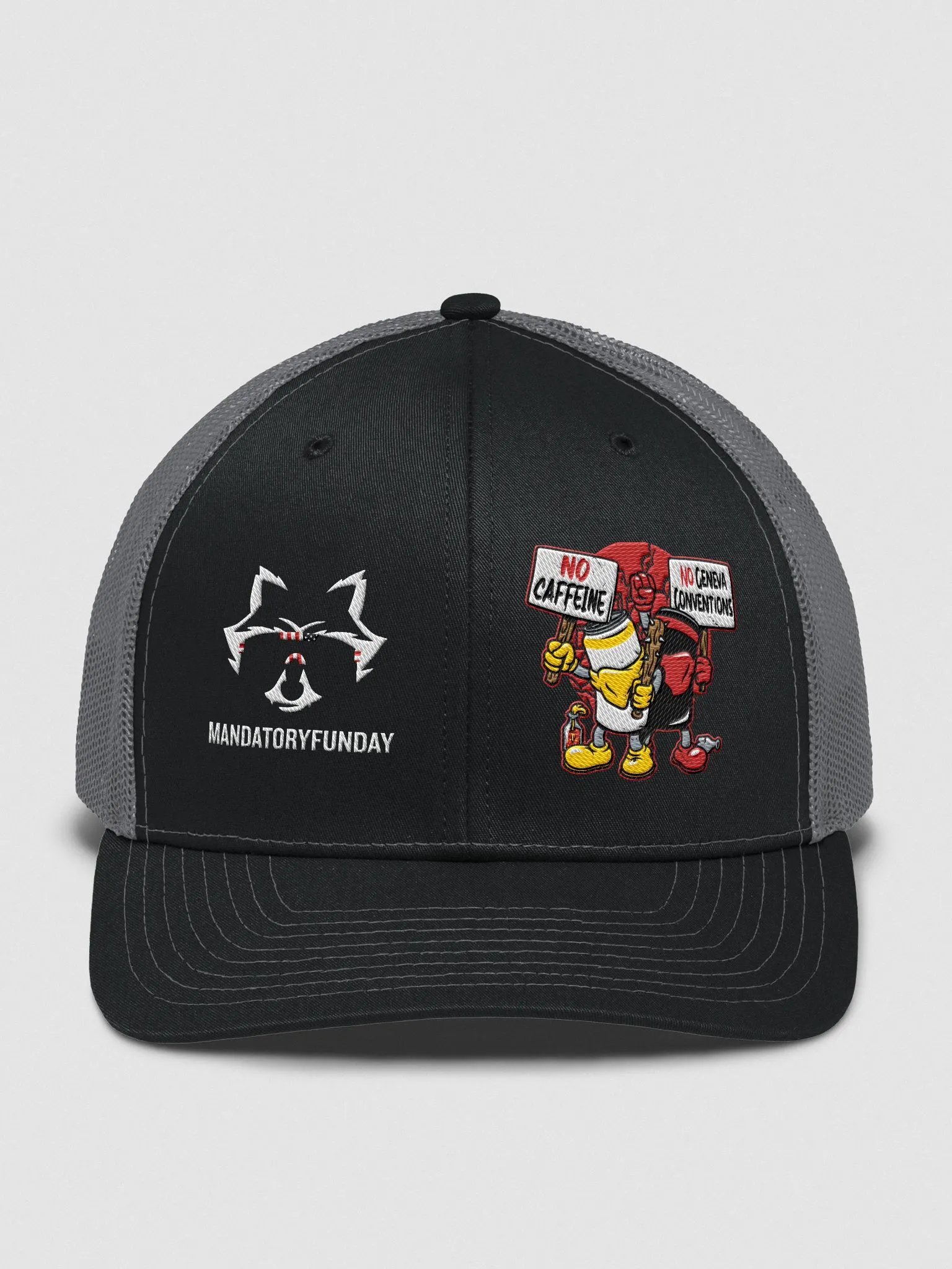 No Caffeine No Geneva Conventions Richardson Trucker Hat product image (1)