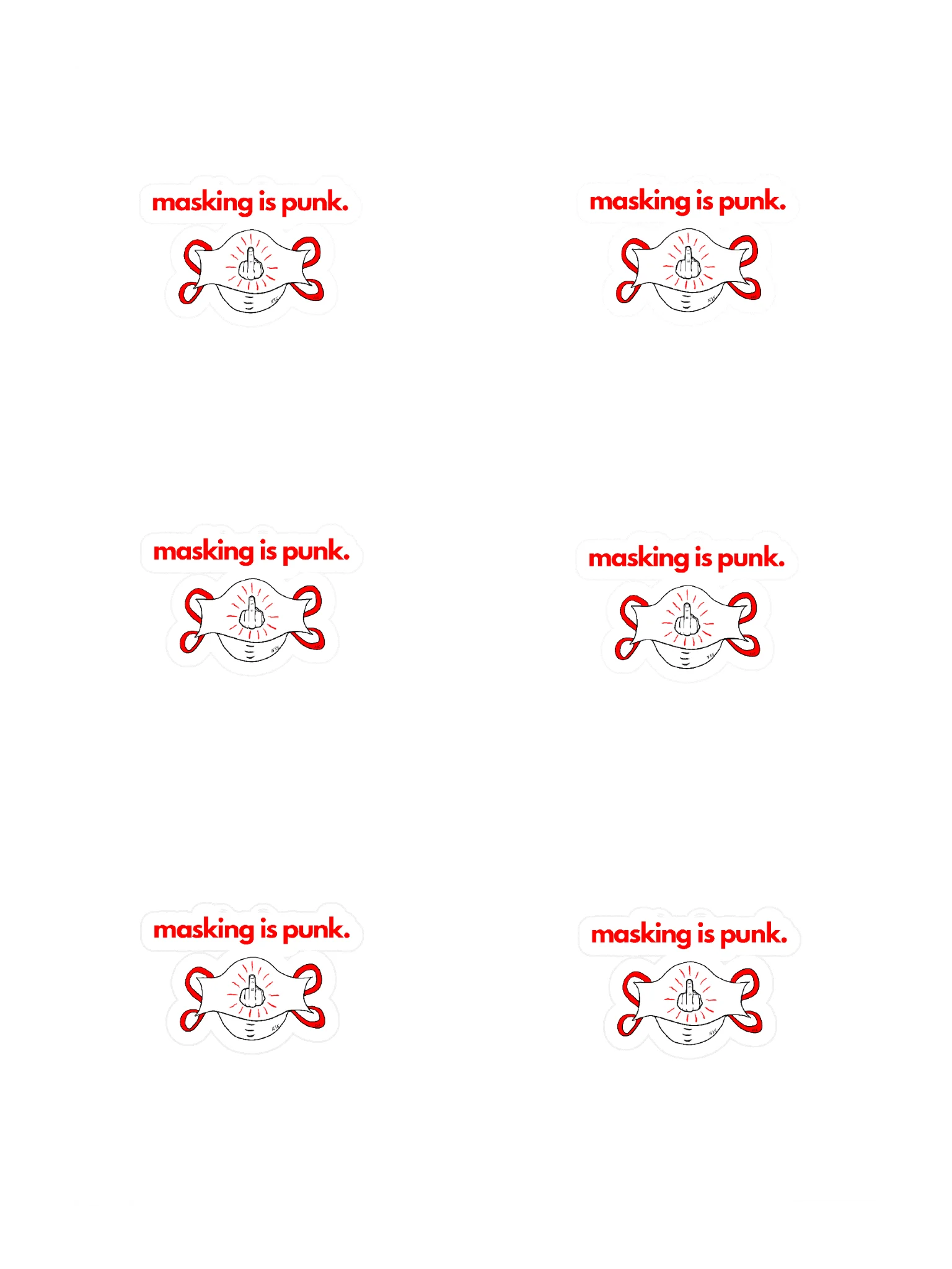 Masking Is Punk sticker 6 pack product image (3)