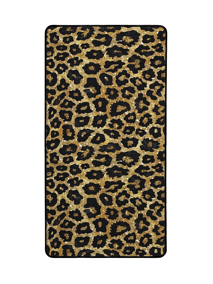 Elegant Black and Gold Leopard Print Desk Mat for Workspace product image (2)