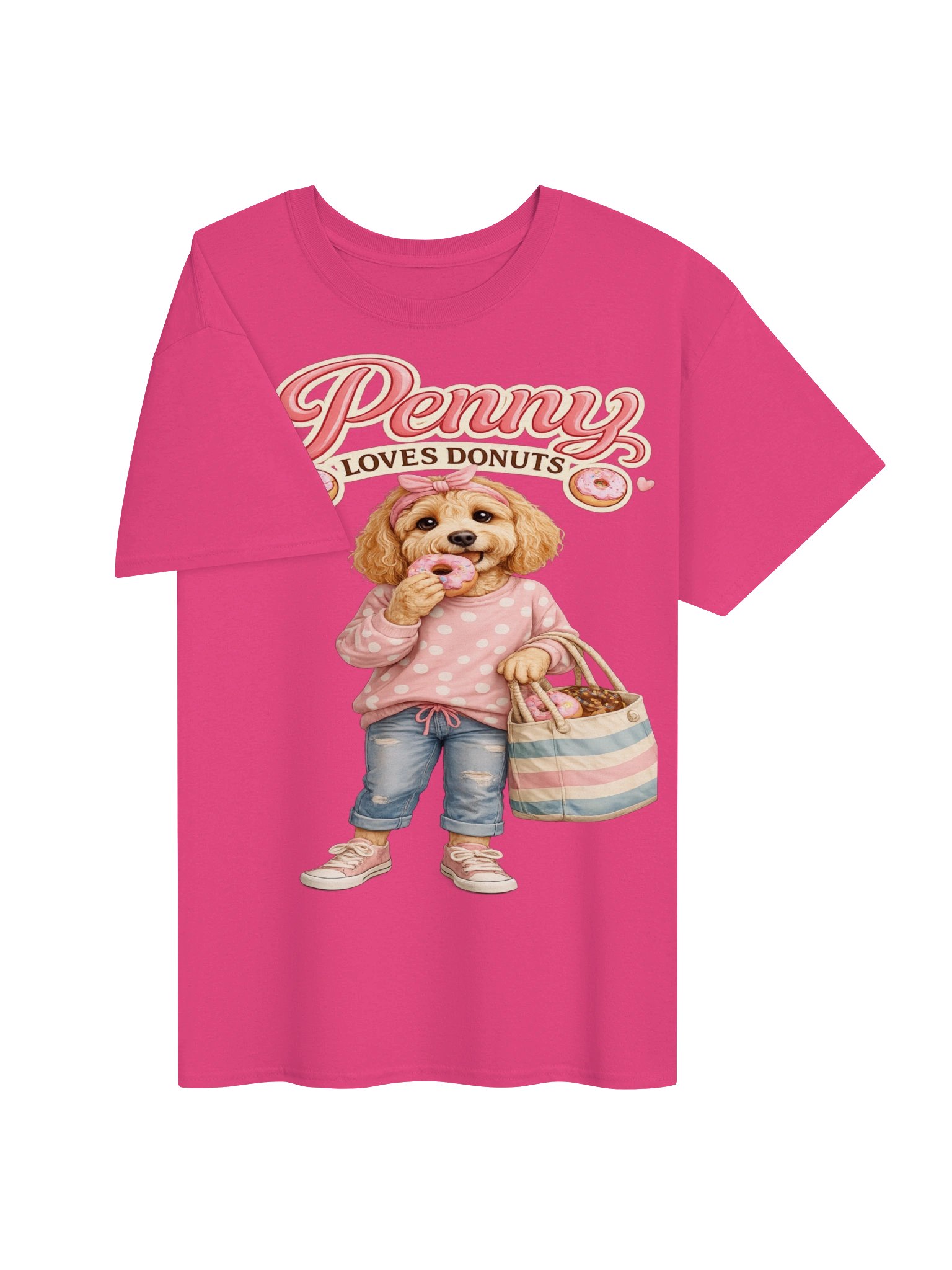Penny Loves Donuts Cute Dog Adult Tee product image (3)