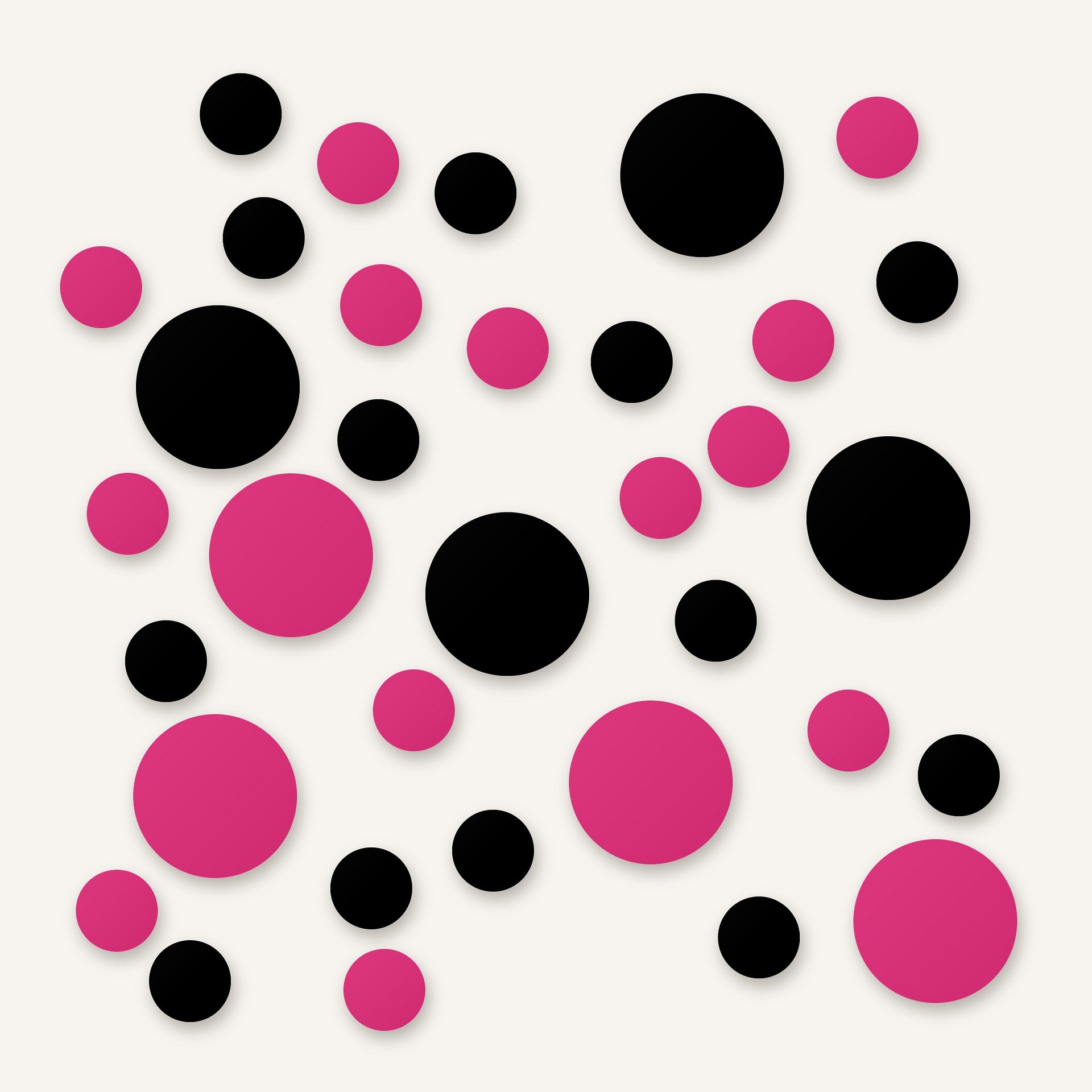 Black and Hot Pink Polka Dot Wall Decals, 2" and 4" Vinyl Circle Stickers, Removable Dot Decals for Nursery, Kids Room, Playroom product image (1)