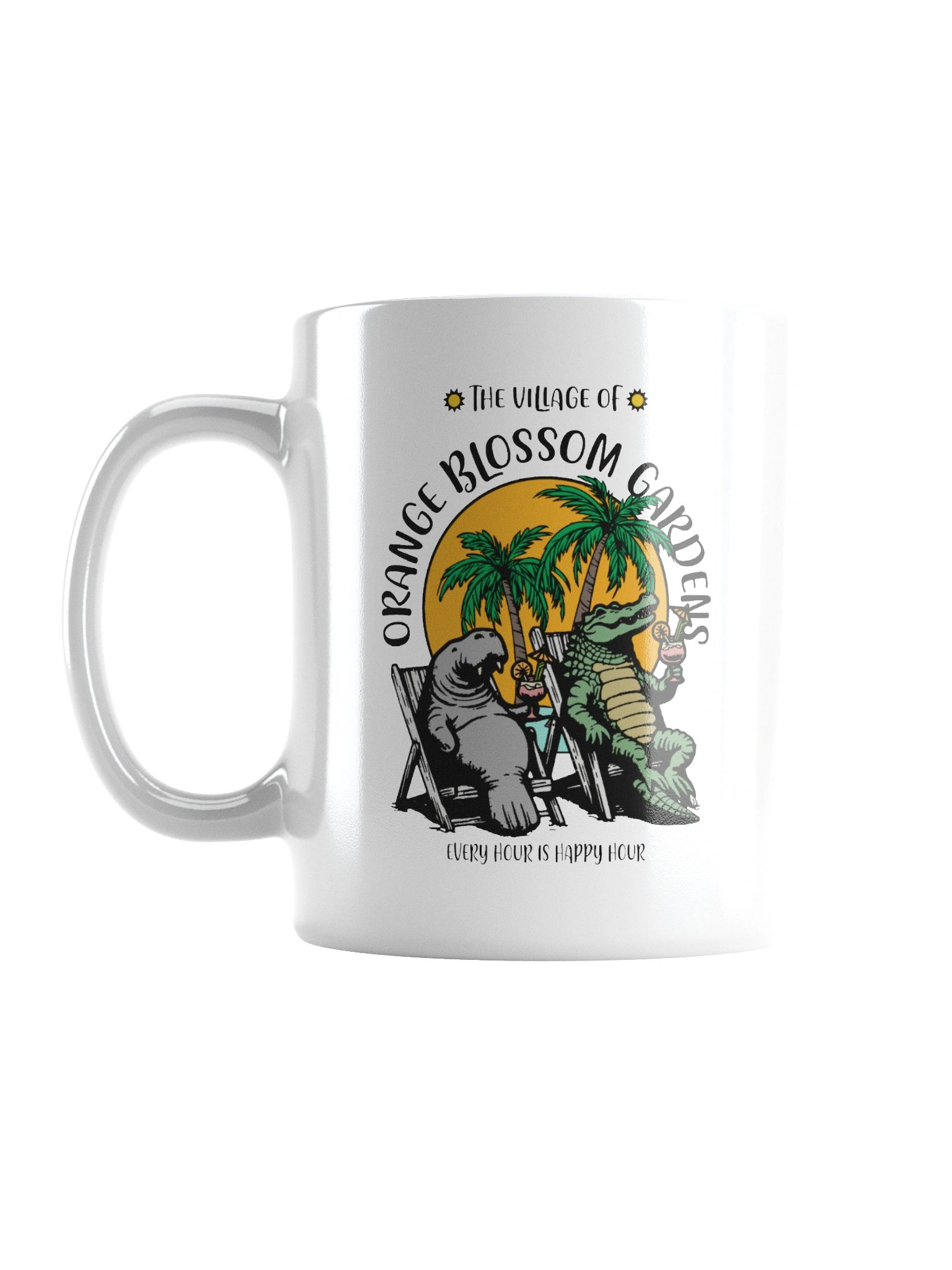 The Village of Orange Blossom Gardens TV Florida USA Fun Manatee Alligator Design Coffee Mug product image (3)