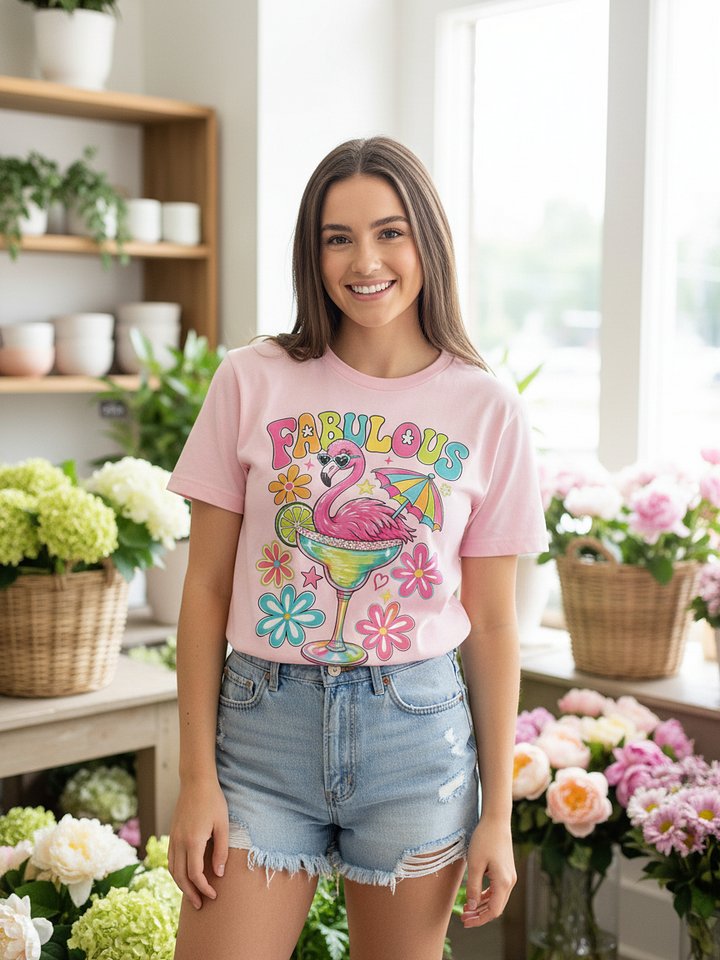 FABULOUS Flamingo Cocktail Tee product image (1)