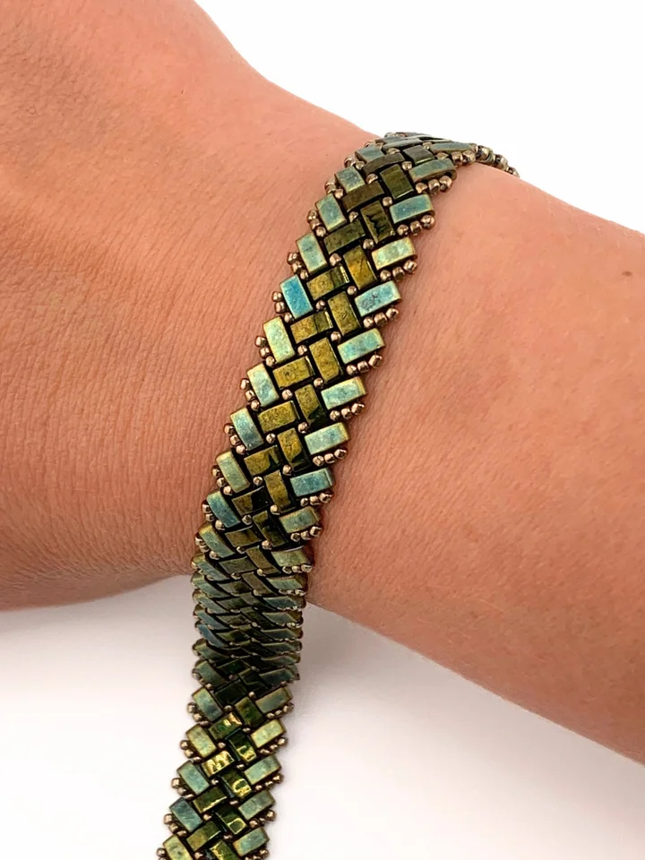 Beading Pattern – Half Tila Herringbone Bracelet – Horizontal Stripe product image (1)
