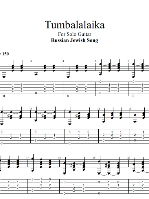 Tumbalalaika For Solo Guitar product image (1)