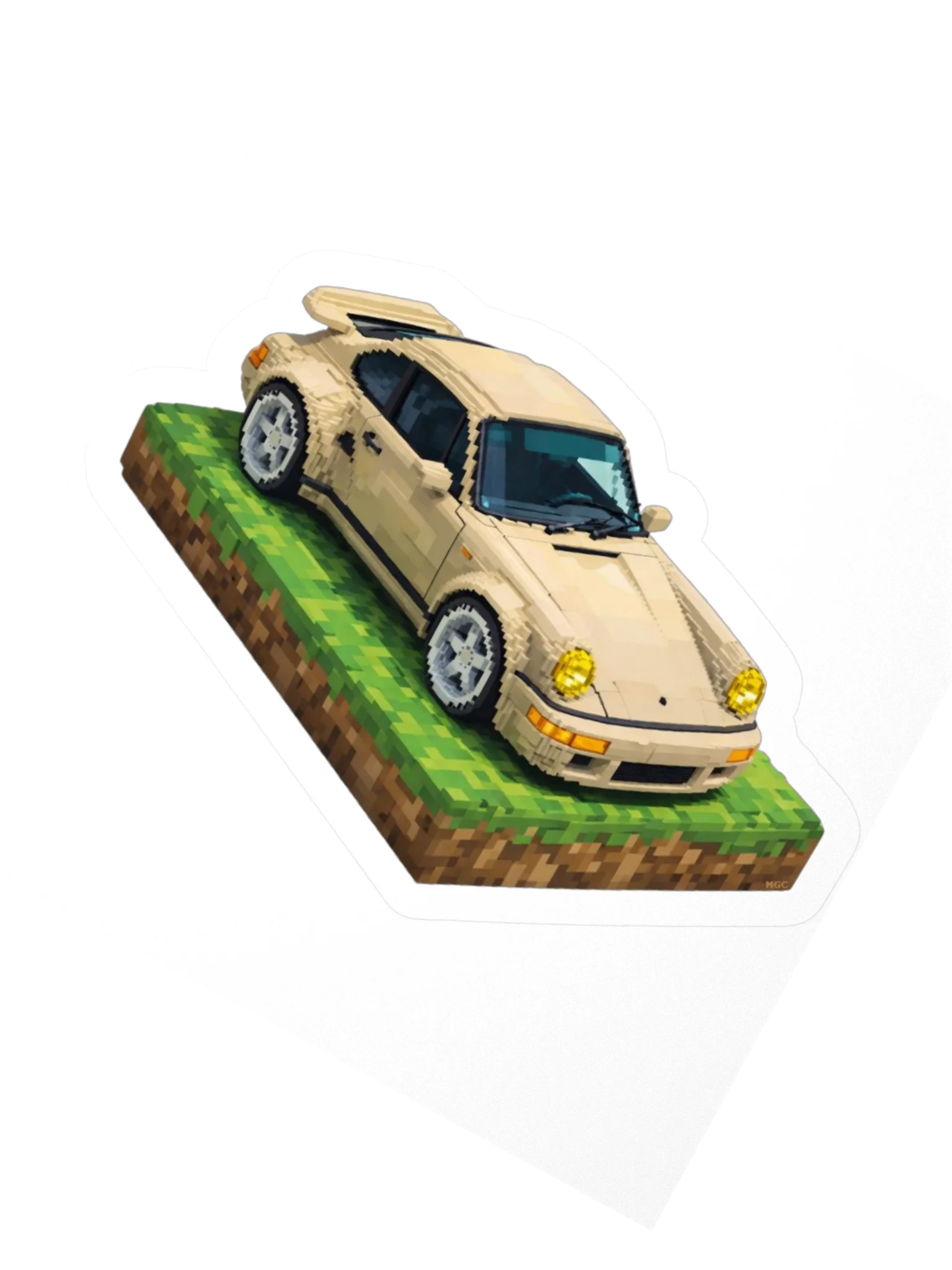 Grey Porsche 964 Ruf Automobile Ultimate "Wolf" Voxel Art Sticker (Pixel, Retro, Minecraft) product image (2)