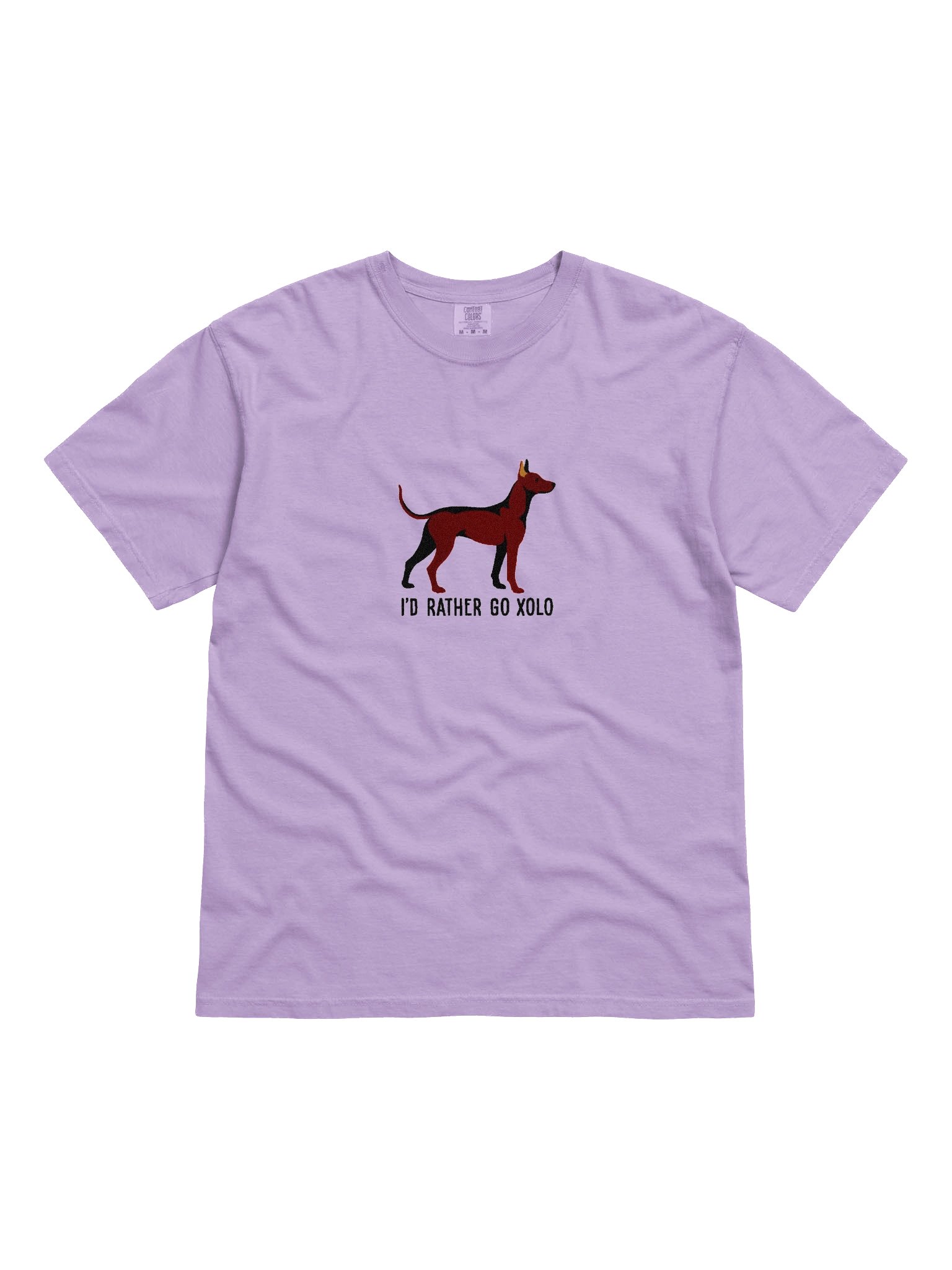 I'd Rather Go Xolo T-Shirt(Embroidered) of a Mexican Hairless Dog/Xoloitzcuintli(Chocolate) product image (4)