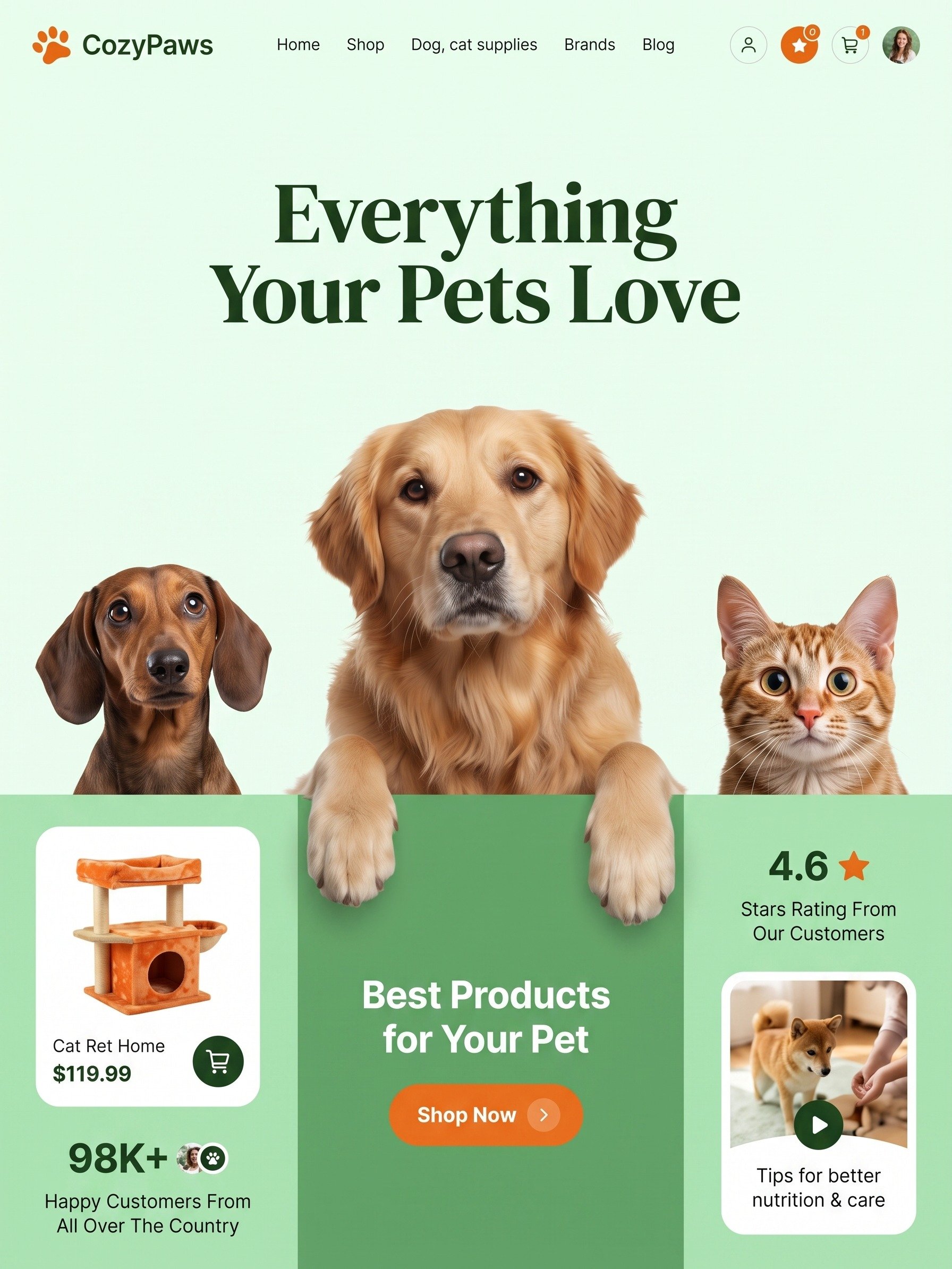 Premium Pet Store E-Commerce React Template Source Code | Tailwind CSS & Vite product image (1)