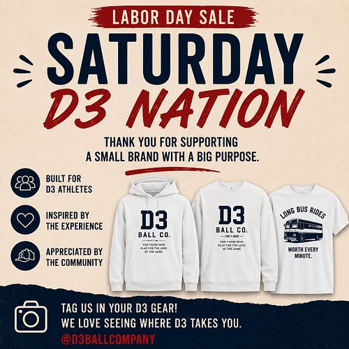 D3 Nation. ❤️⚾️

Built for the athletes. Inspired by the experience. Made for those who play for the love of the game.

Thank...