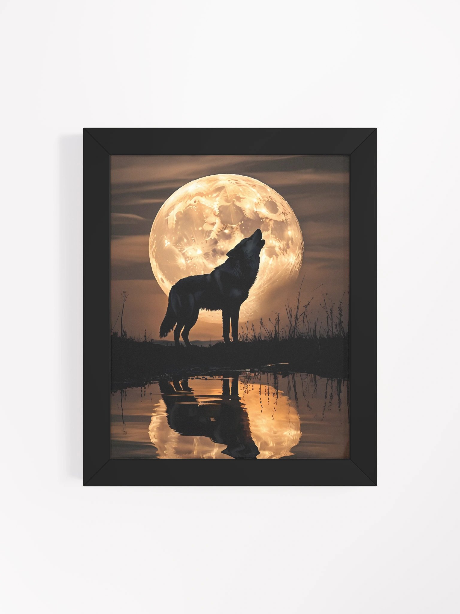 Howling Wolf Reflection Framed Poster product image (5)