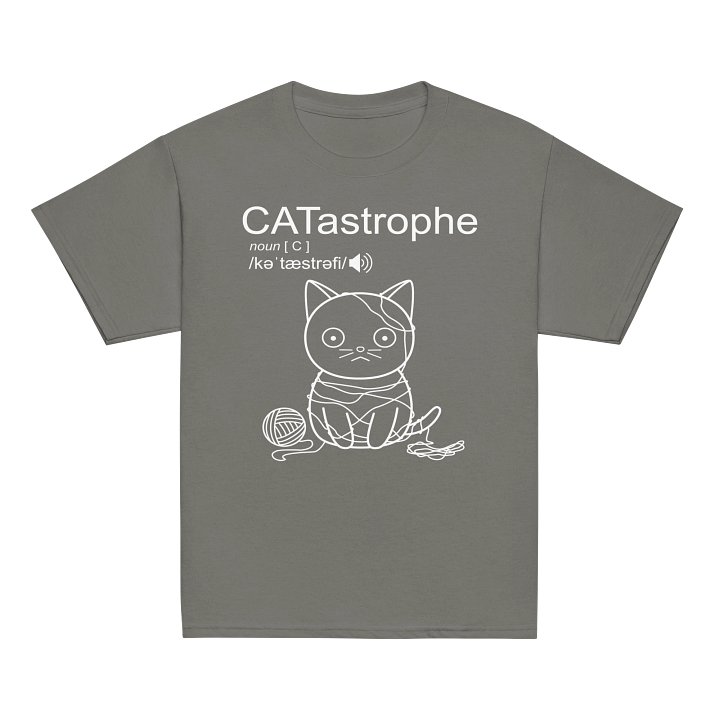 CATastrophe (Cat with Yarn) - Unisex Youth Heavyweight T-shirt product image (17)
