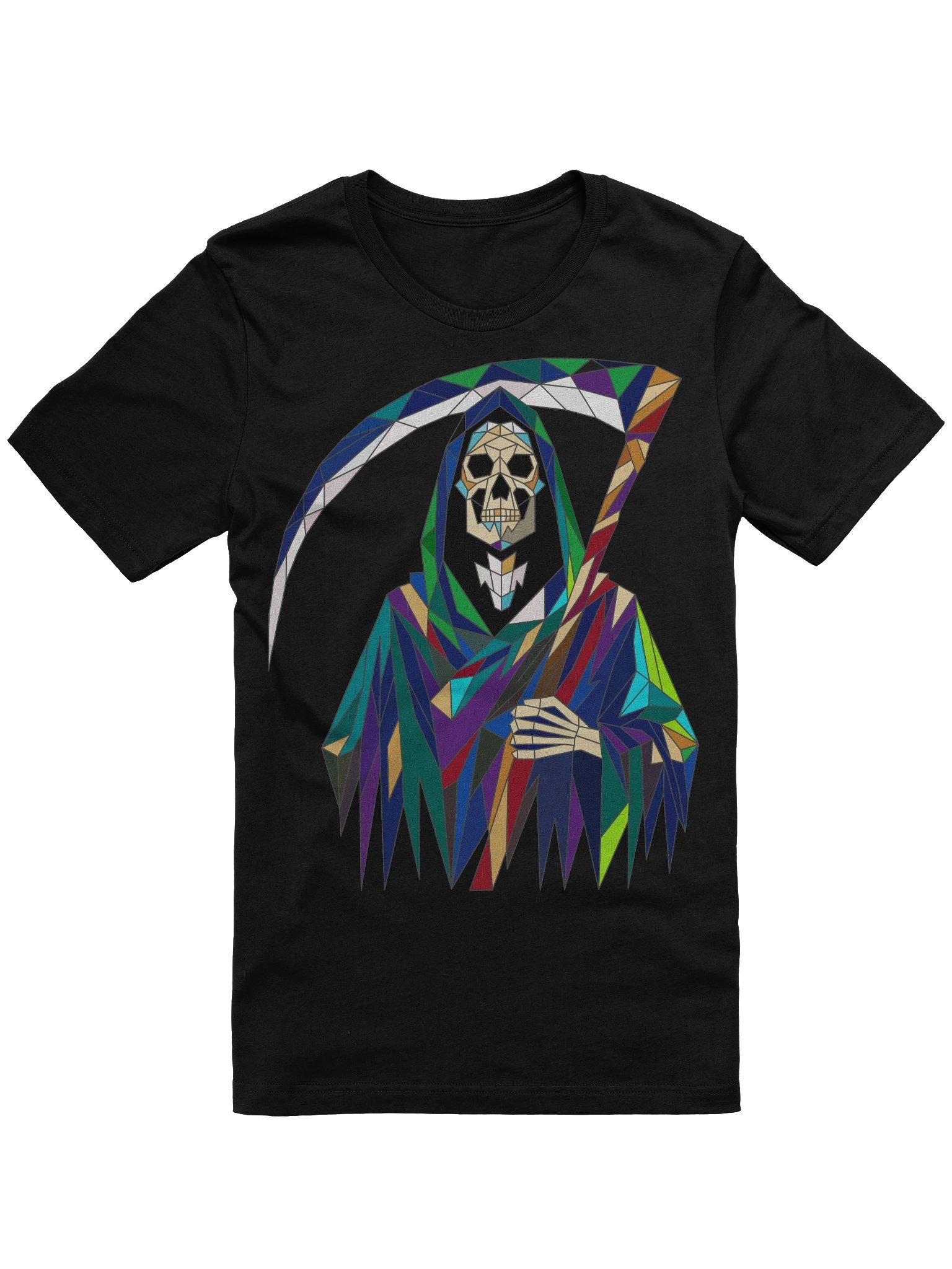Geometric Grim Reaper T-Shirt | Colorful Skull Graphic Tee product image (1)