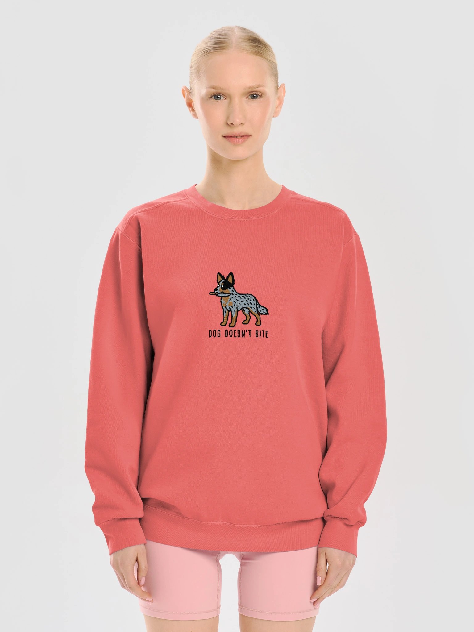 Dog Doesn't Bite Funny Chibi-Style Embroidered Premium Sweatshirt for Australian Cattle Dog(Blue Heeler) Owners product image (21)