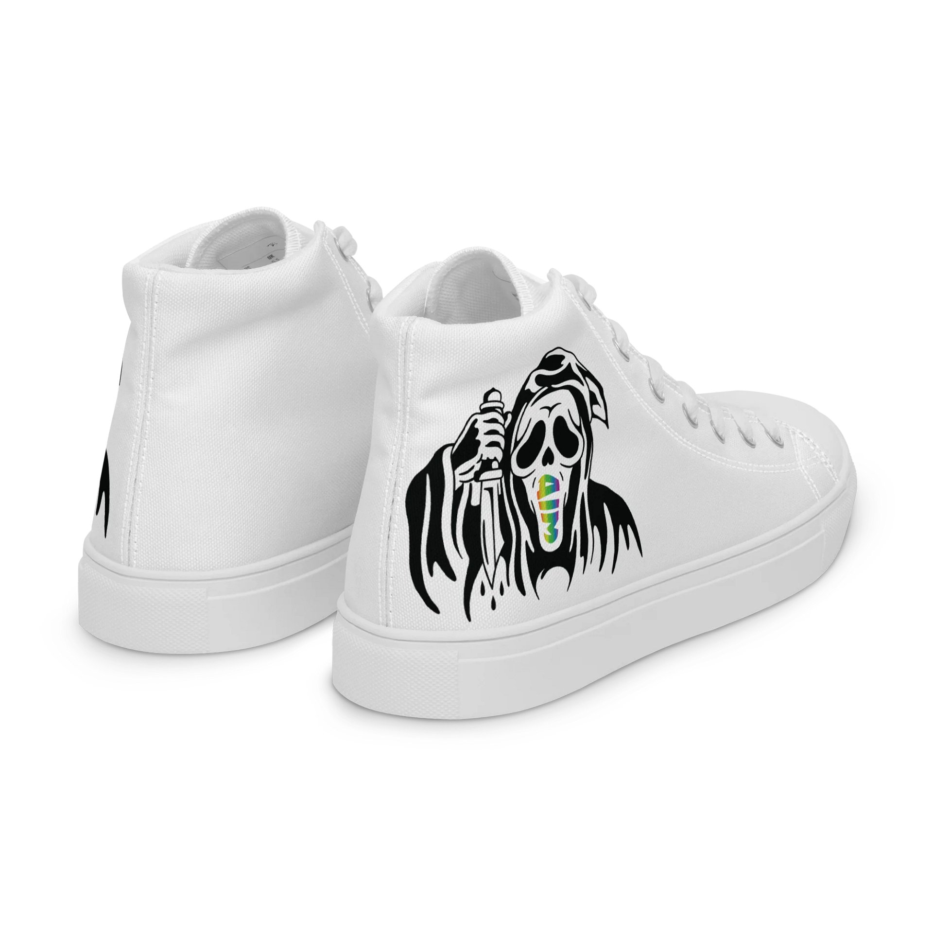 Women's White Canvas High Top Shoes (BW Ghostie) product image (8)