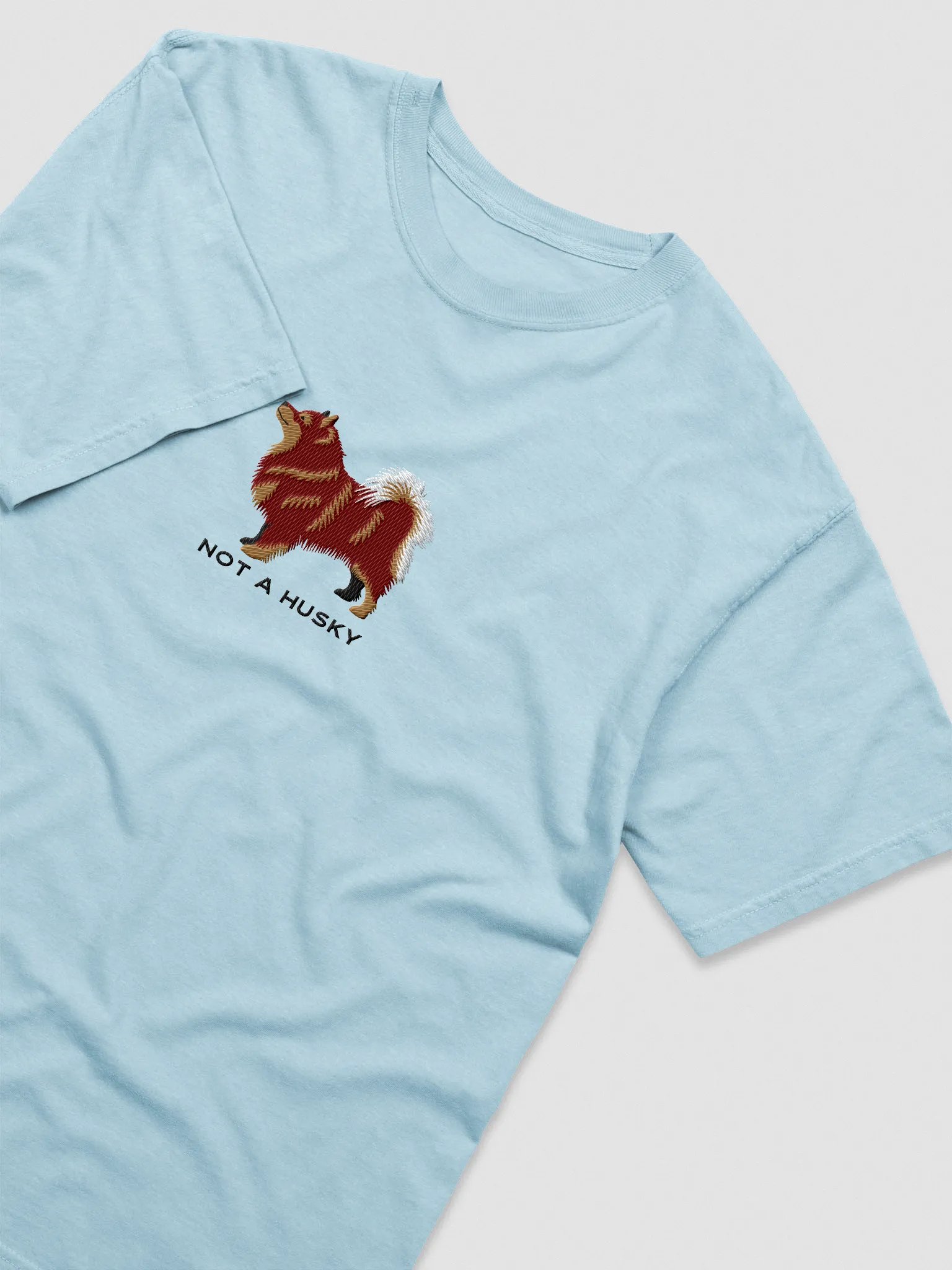 Not a Husky T-Shirt(Embroidered) of a Finnish Lapphund(Red & Tan) product image (6)