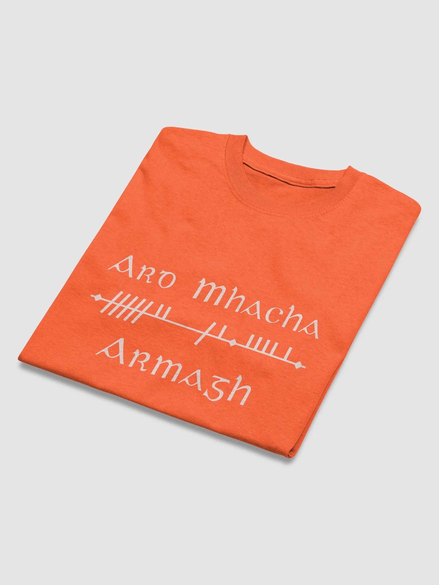 Armagh/Ard Mhacha Scholastic style Ogham Tangerine printed T-shirt product image (4)