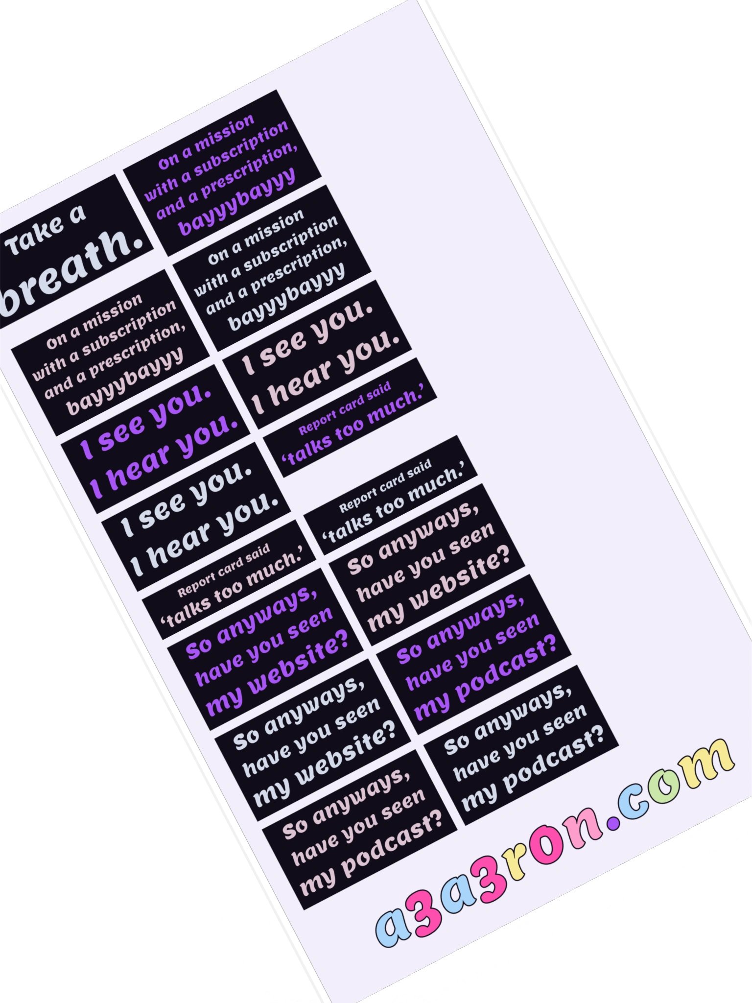 Mega Sticker Pack Vol 2 — Catchphrases · Block Sheet 3 product image (1)