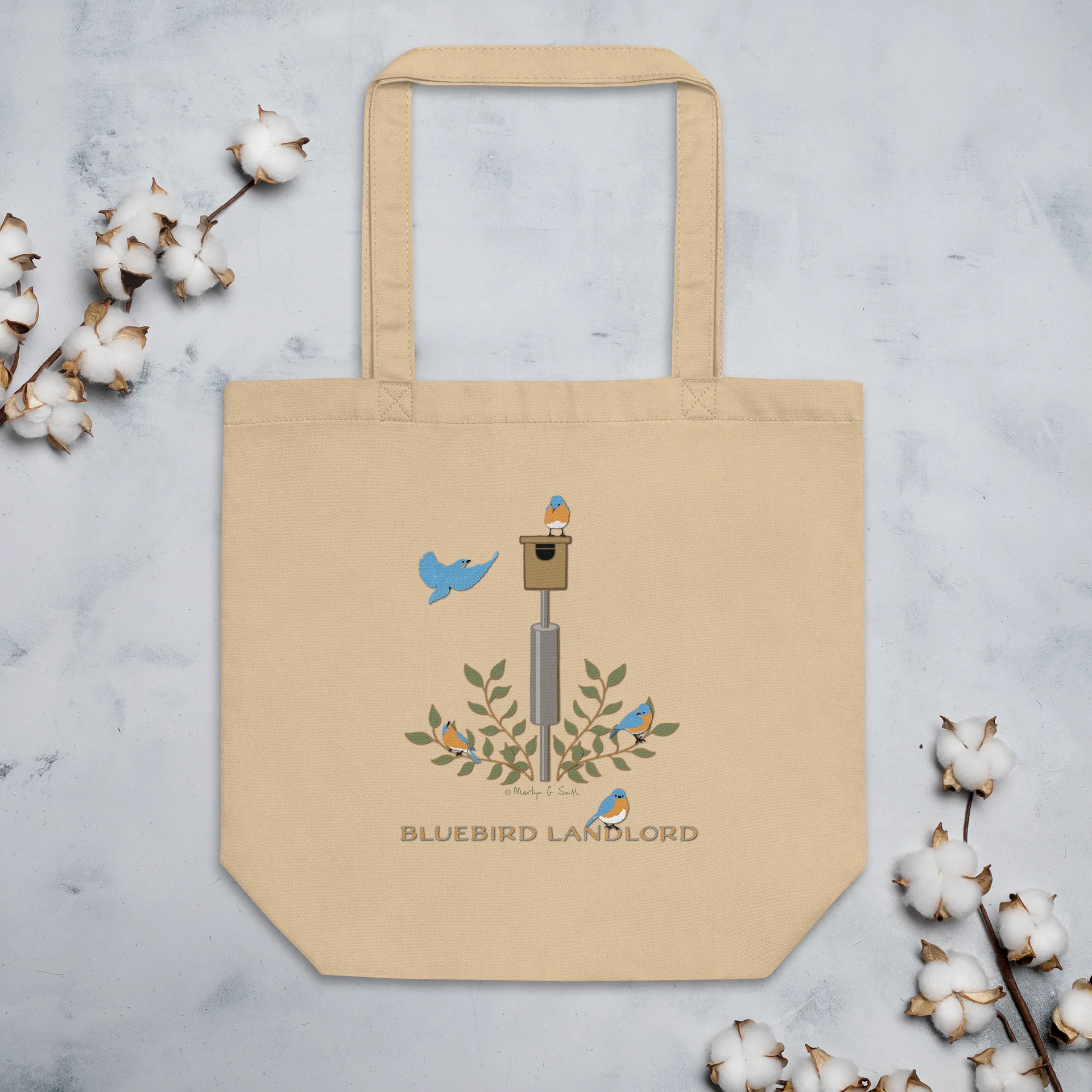 "Bluebird Landlord" Organic Tote in Tan product image (6)