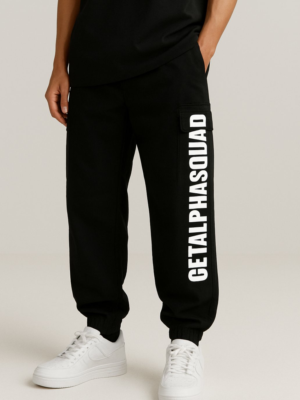 GetAlphaSquad Infinity Black Oversized T-Shirt & Joggers Combo Set for Men product image (2)