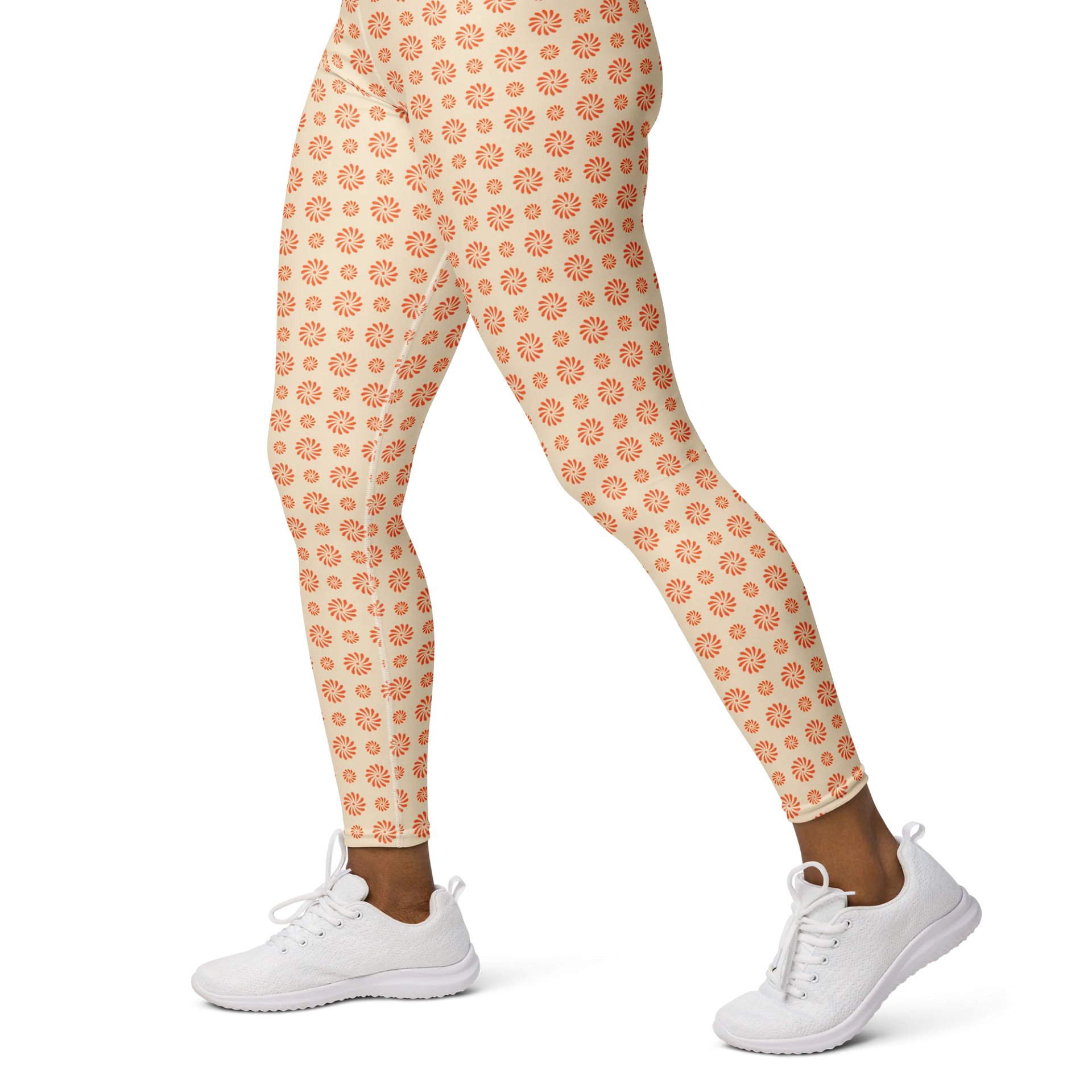 Sunburst Bliss High-Waisted Leggings - Orange Petal Pattern Activewear product image (3)