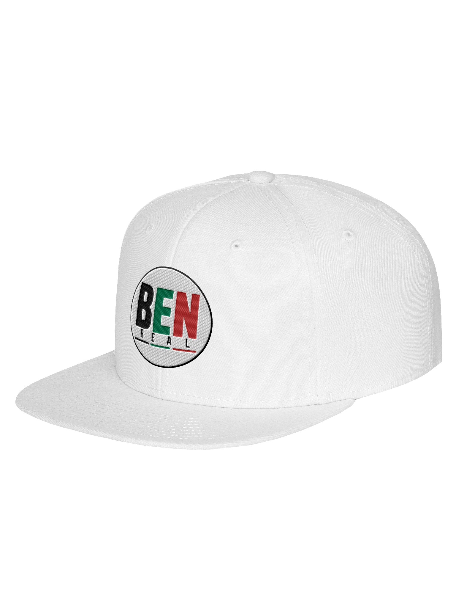 White BEN Circle Logo Snapback Hat product image (2)