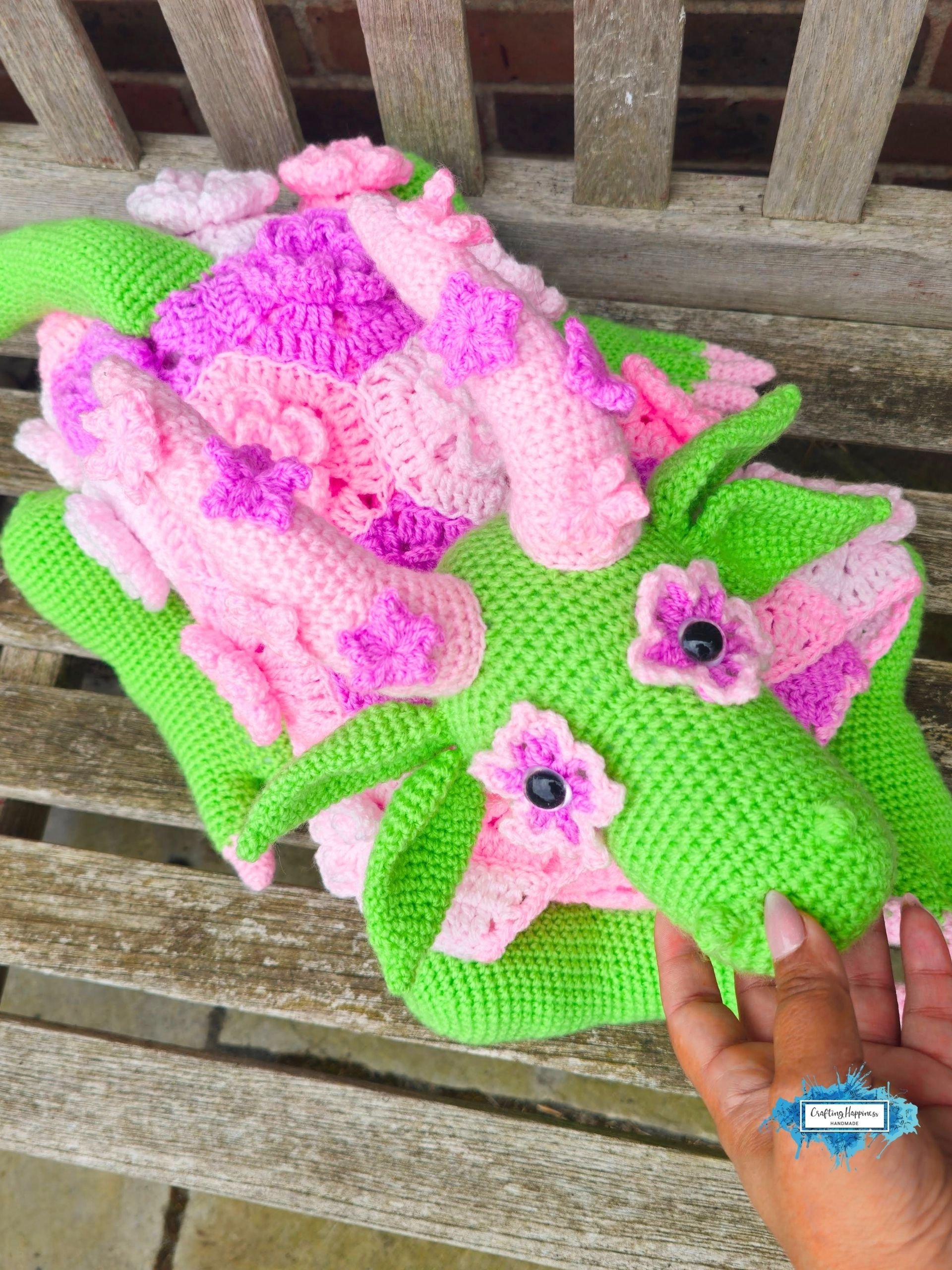 Crochet Flower Dragon Blanket Pattern | Fantasy Fairy Garden Nursery Decor | Mythical Amigurumi Toy | Graph & Written Instructions | pdf product image (5)