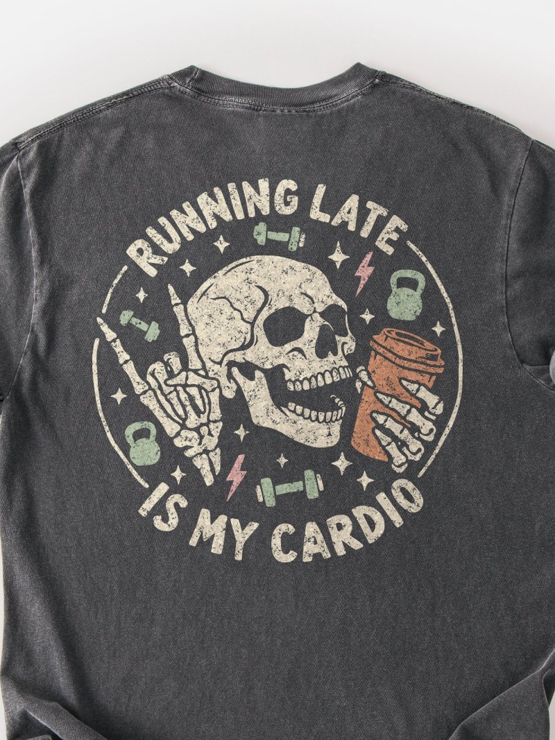 Running Late Is My Cardio Oversized Gym Tee | Pump Cover product image (2)