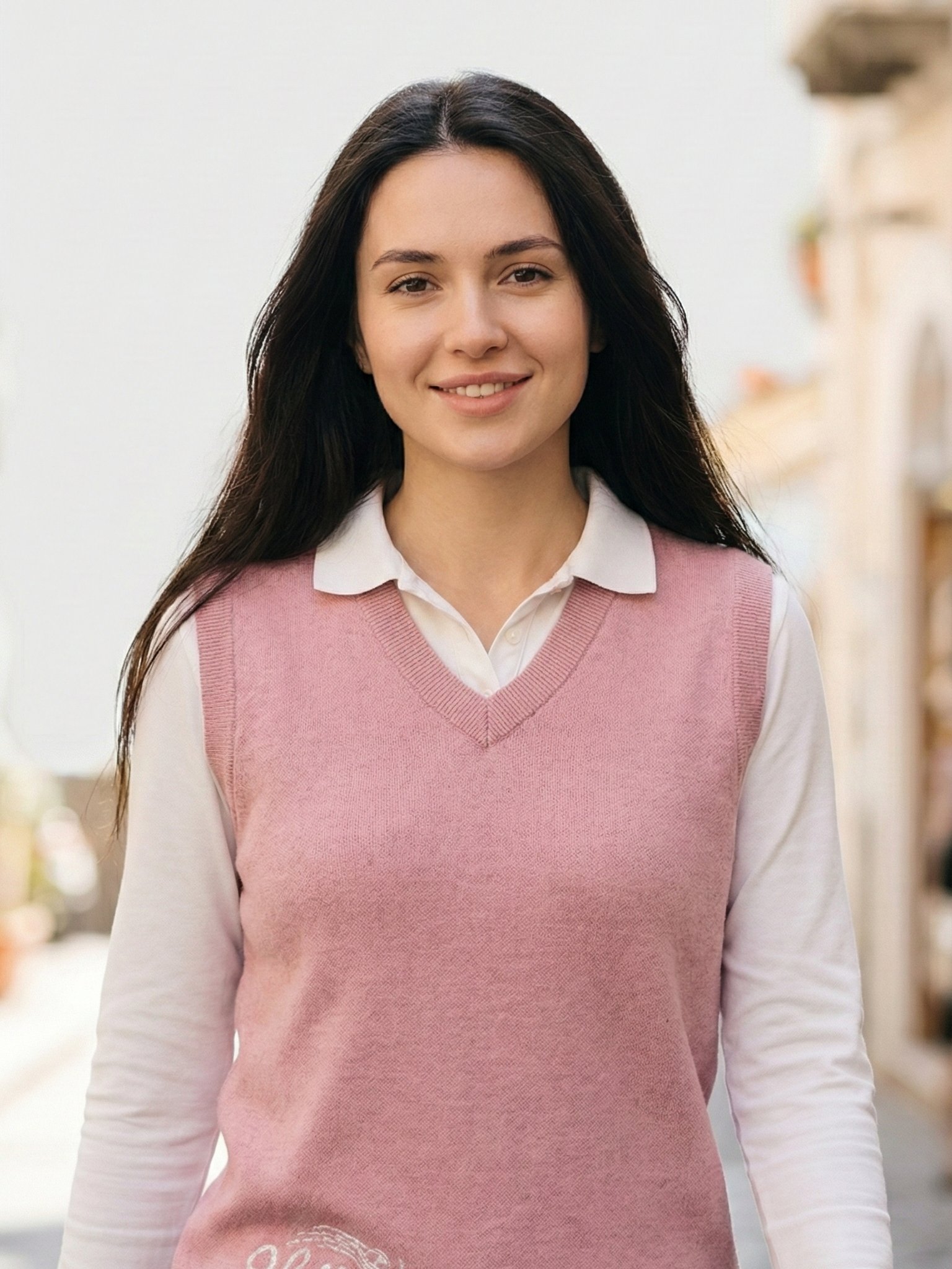 Pink Knitted V-Neck Vest product image (1)
