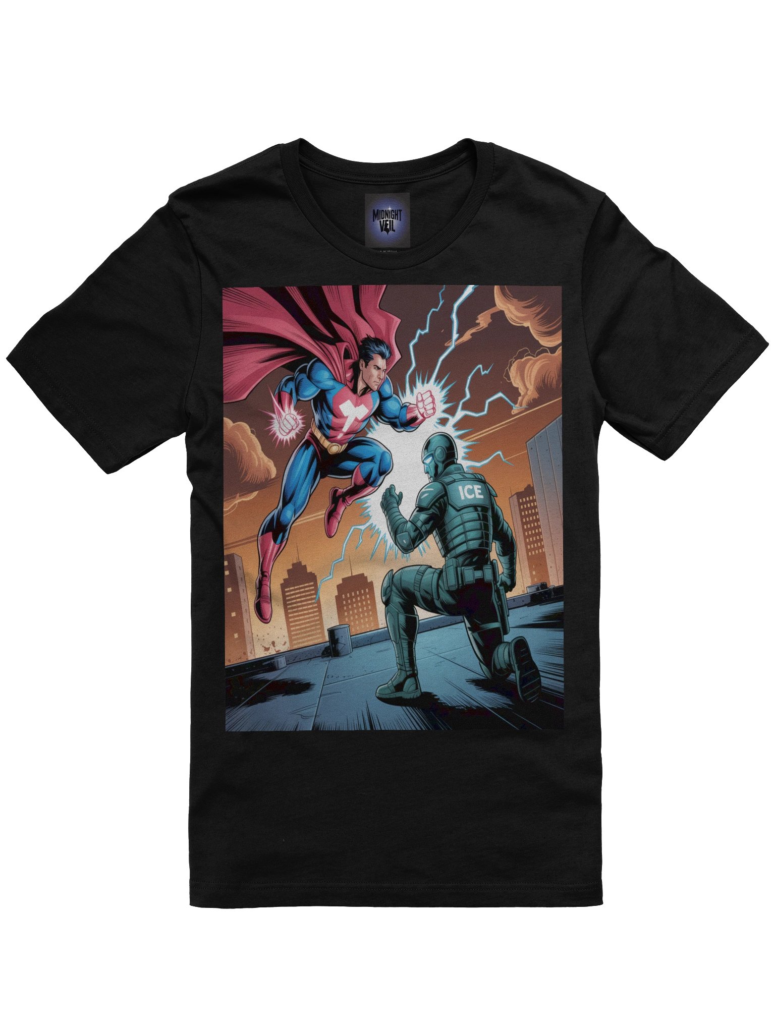 Man of Steel vs. Ice Agent Epic Rooftop Rumble T-Shirt product image (3)