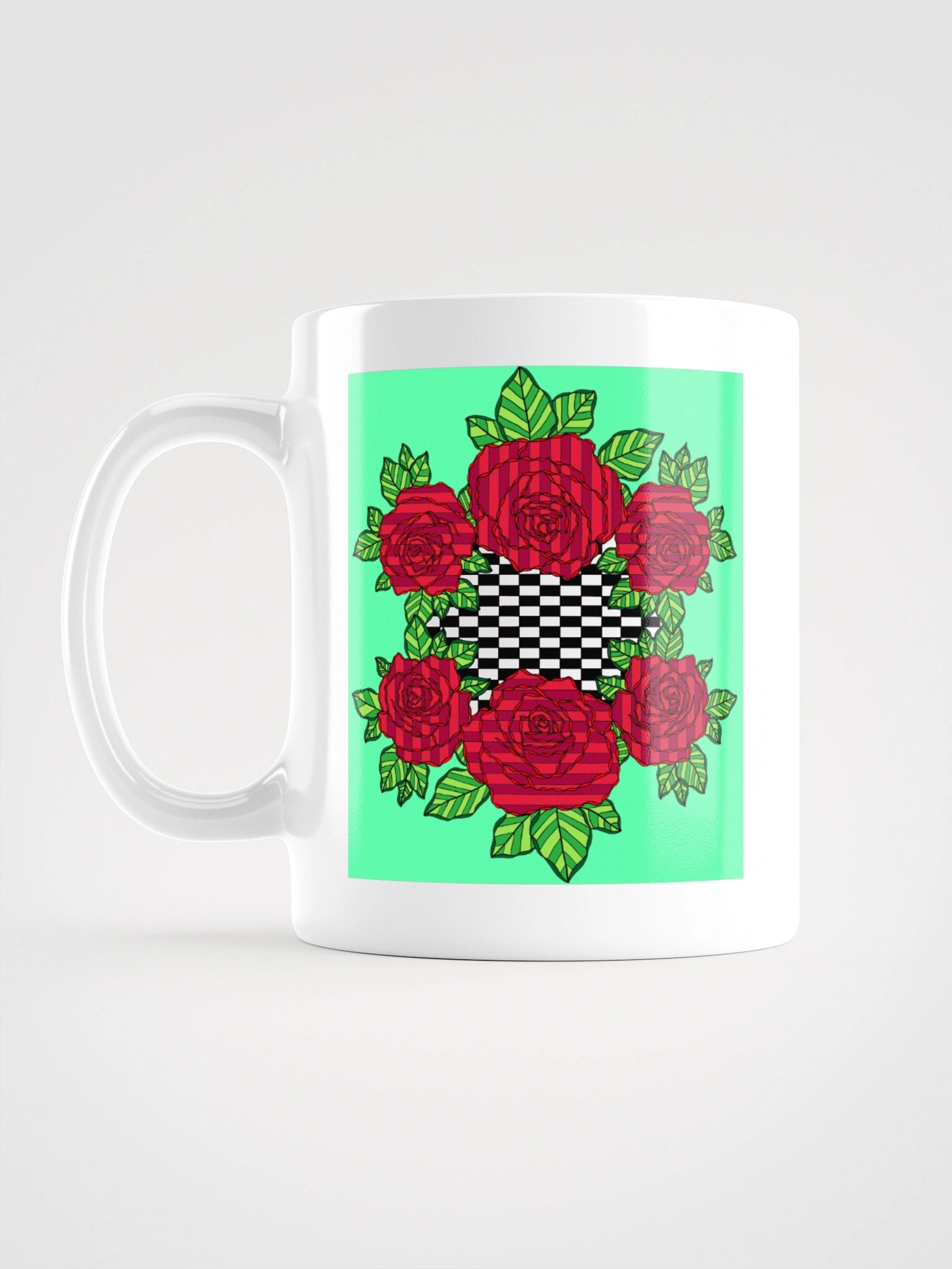 White Glossy Mug (Rose-Green) product image (1)