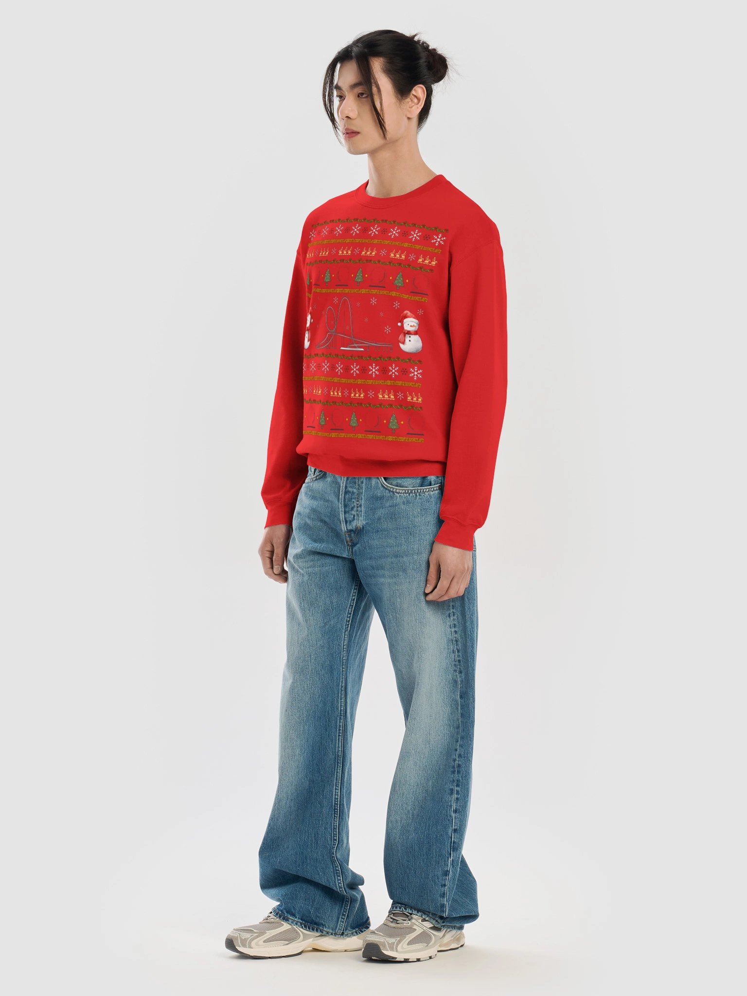 Roller Coaster Ugly Christmas Sweater – Festive Coaster Design in Red product image (7)