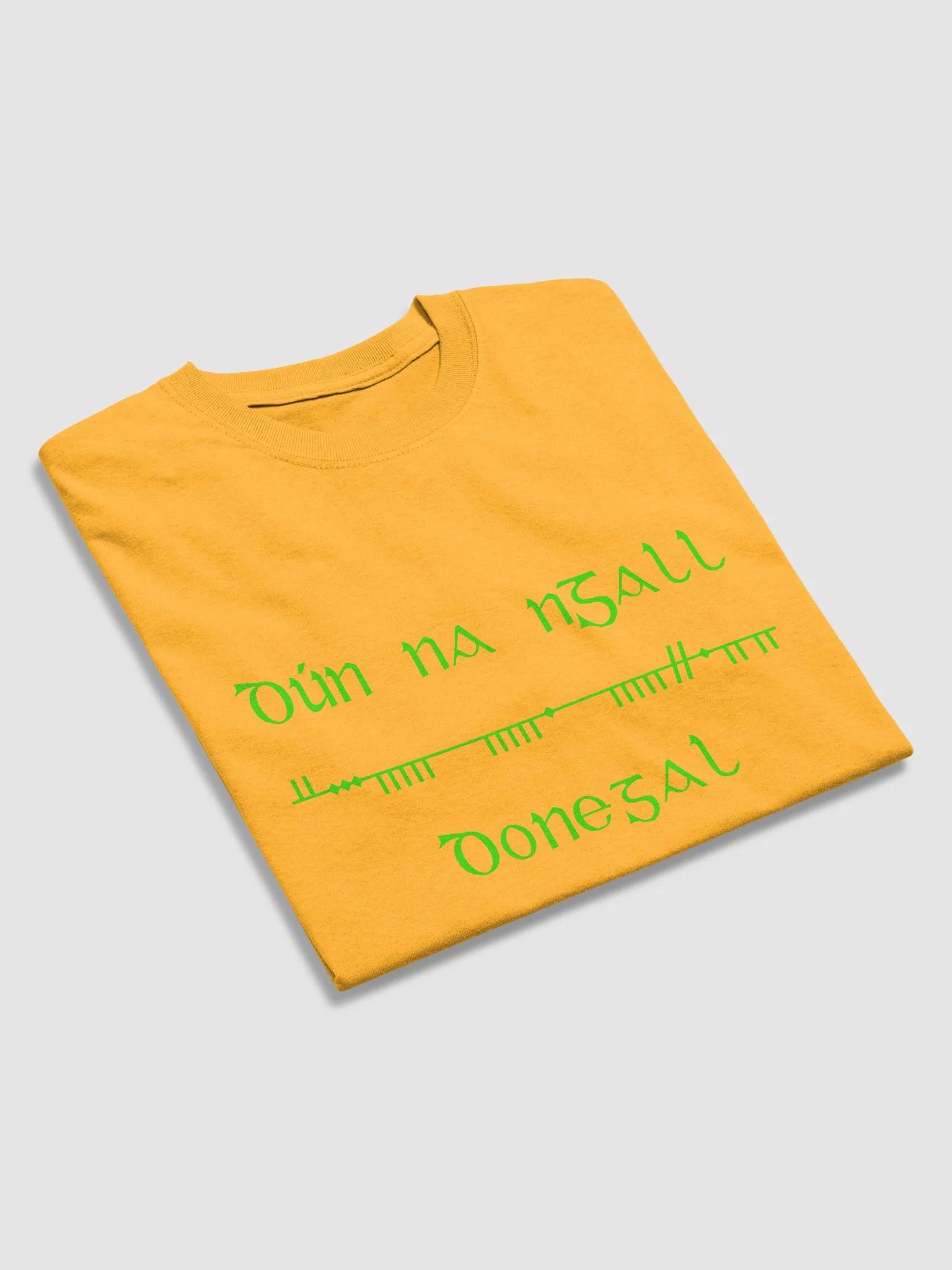 Donegal/Dún na nGall Scholastic style ogham gold printed T-shirt product image (3)