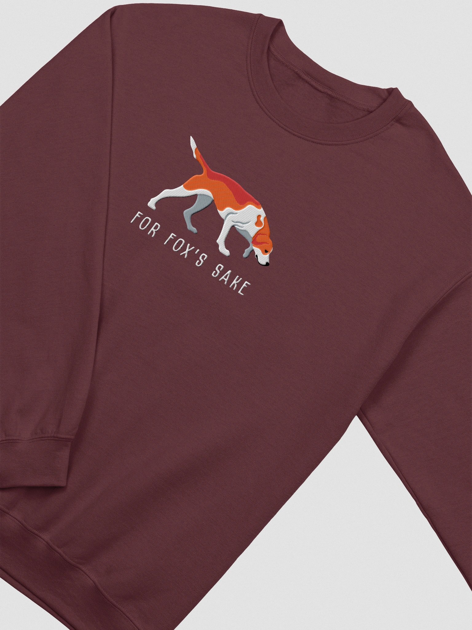 For Fox's Sake Sweatshirt (Embroidered) of an American Foxhound(Red) product image (6)