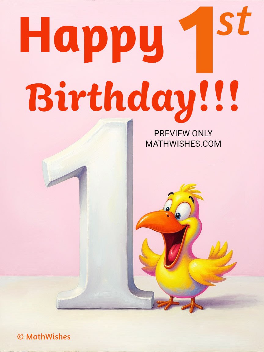 1st Birthday Card - One Bird Pink Background product image (1)