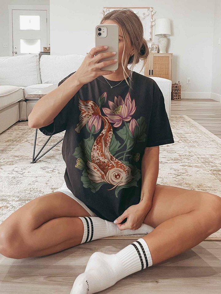 Cottagecore Koi Fish Lotus Shirt – Vintage Koi Floral Tee, Japanese Nature Aesthetic product image (2)