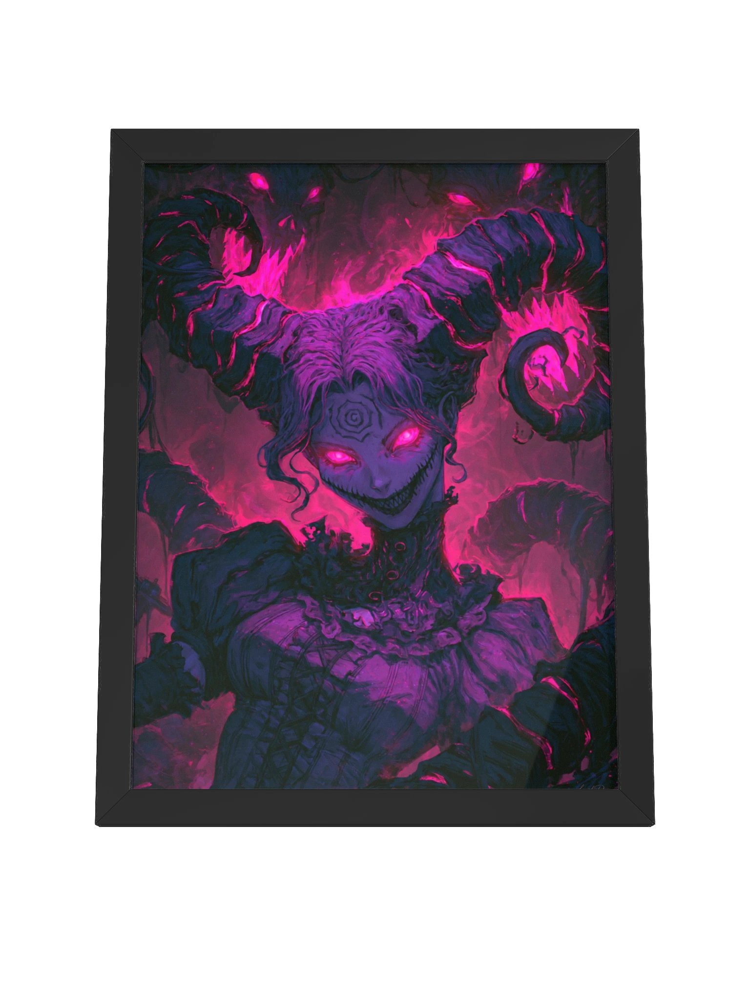 Horned Demon Framed Art Print — Magenta Horned Nightmare product image (8)