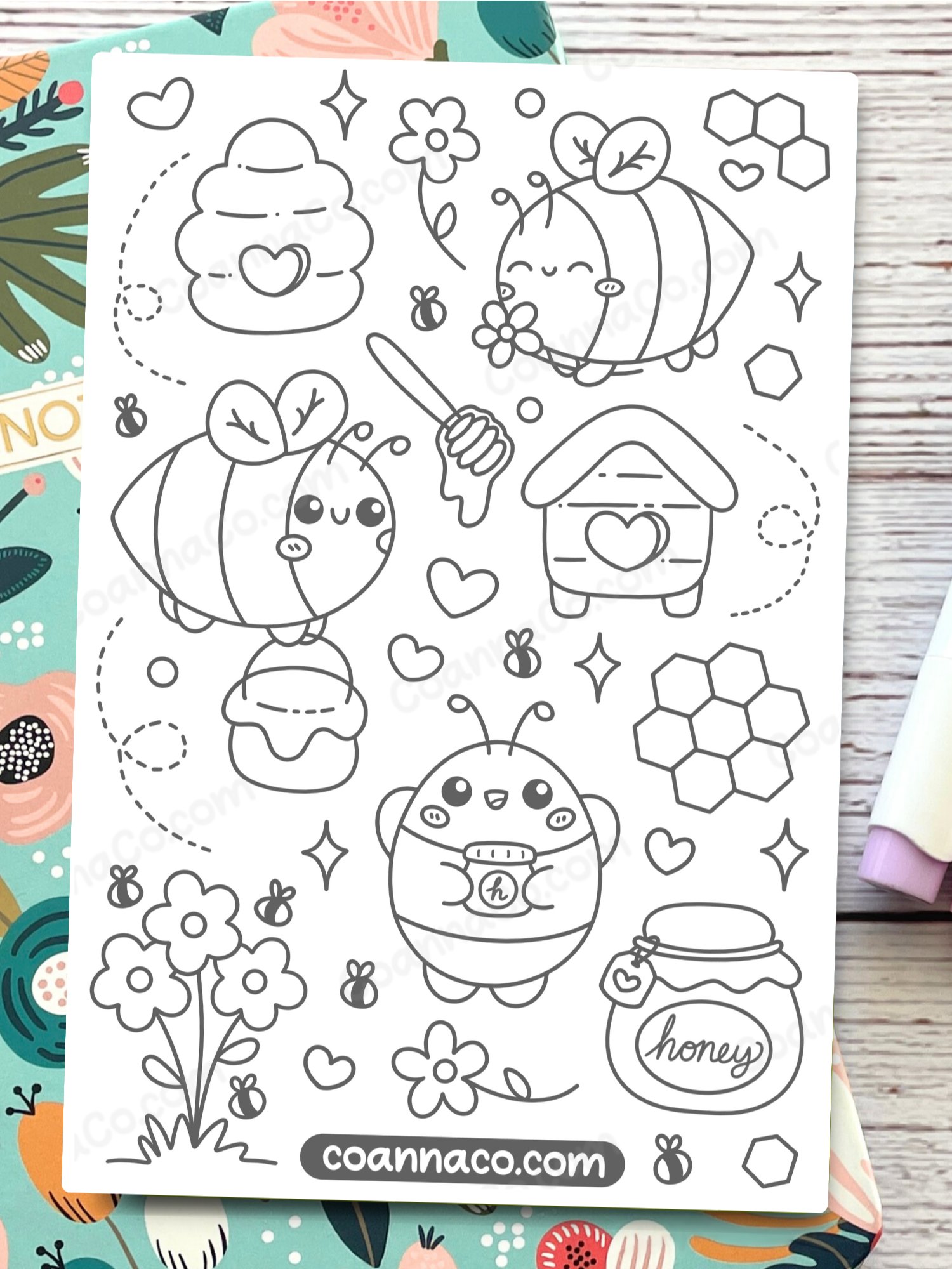 Bees Coloring Sticker Sheet product image (1)