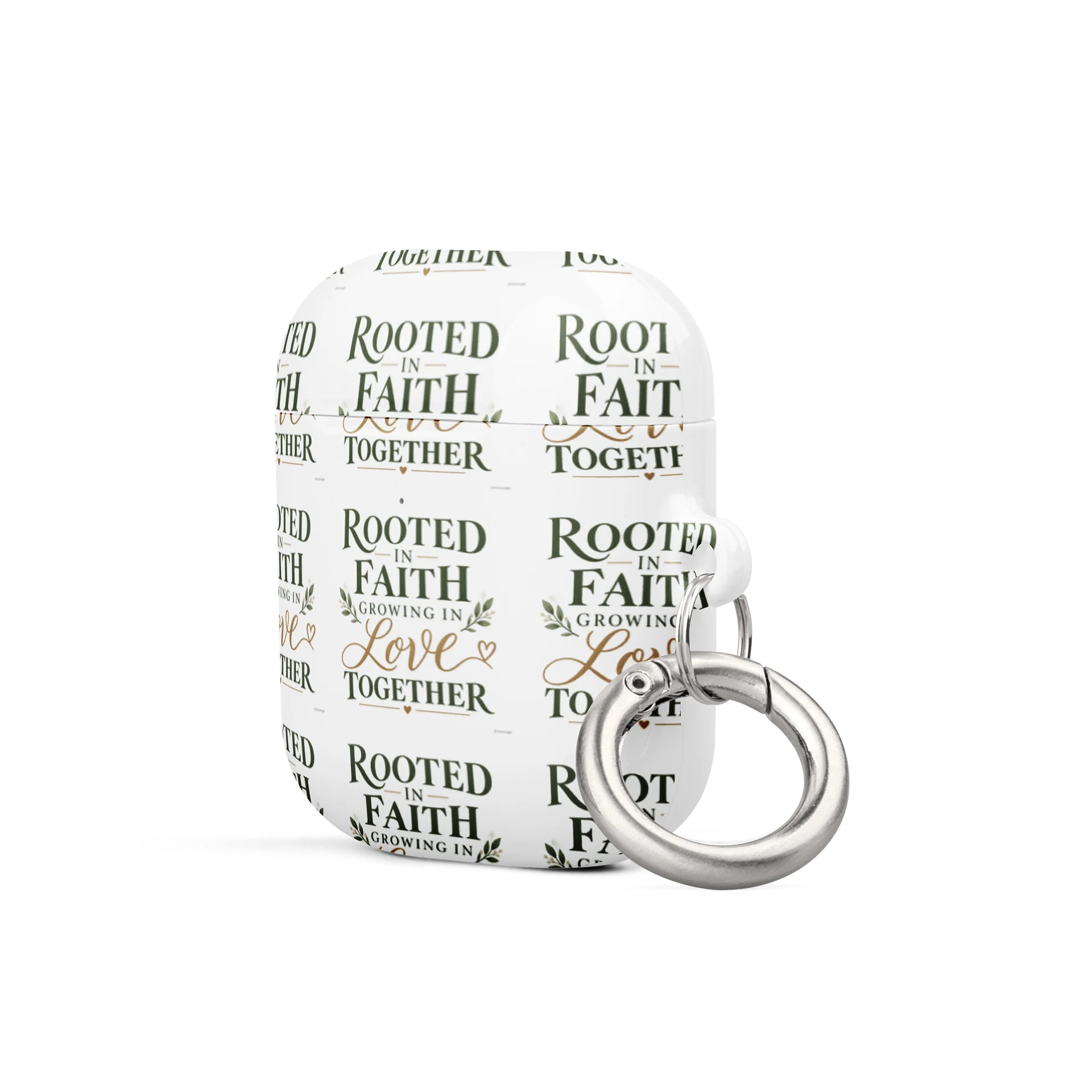 ROOTED IN FAITH Bold Repeated Text AirPods Case product image (2)