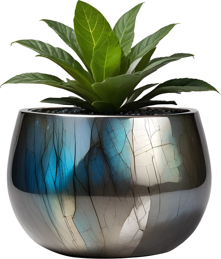 Stellar Luxe – Labradorite & Silver Planter PNG product image (1)