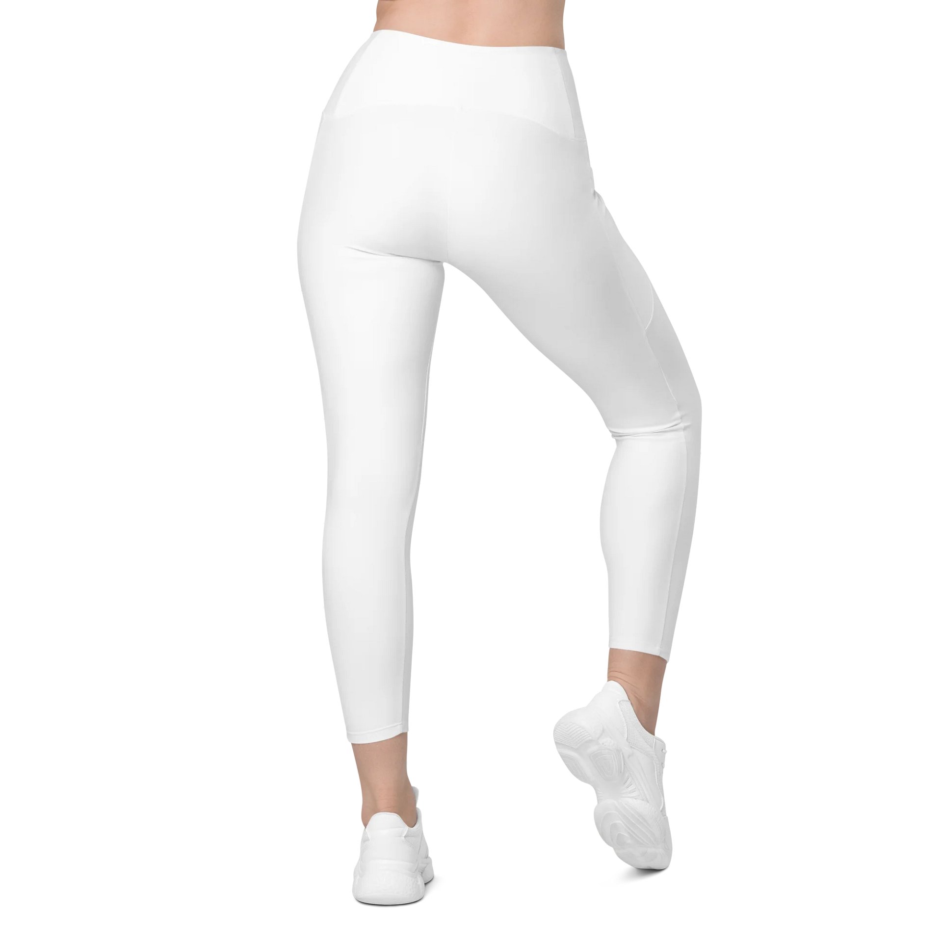 TDS Music Women's High-Waisted Crossover Leggings with Pockets - White product image (4)