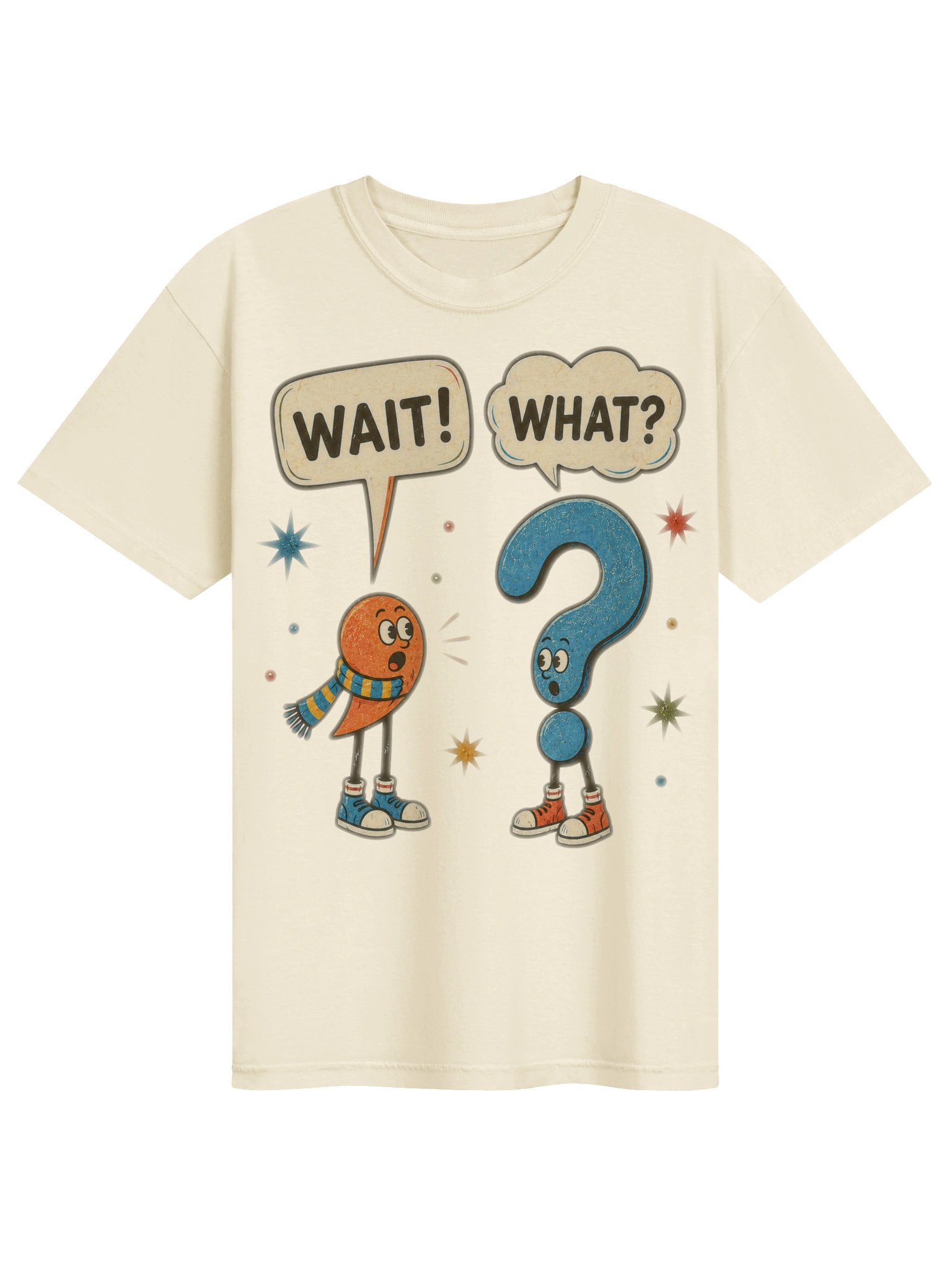 Wait What Funny Question Mark Cartoon Graphic T-Shirt product image (1)