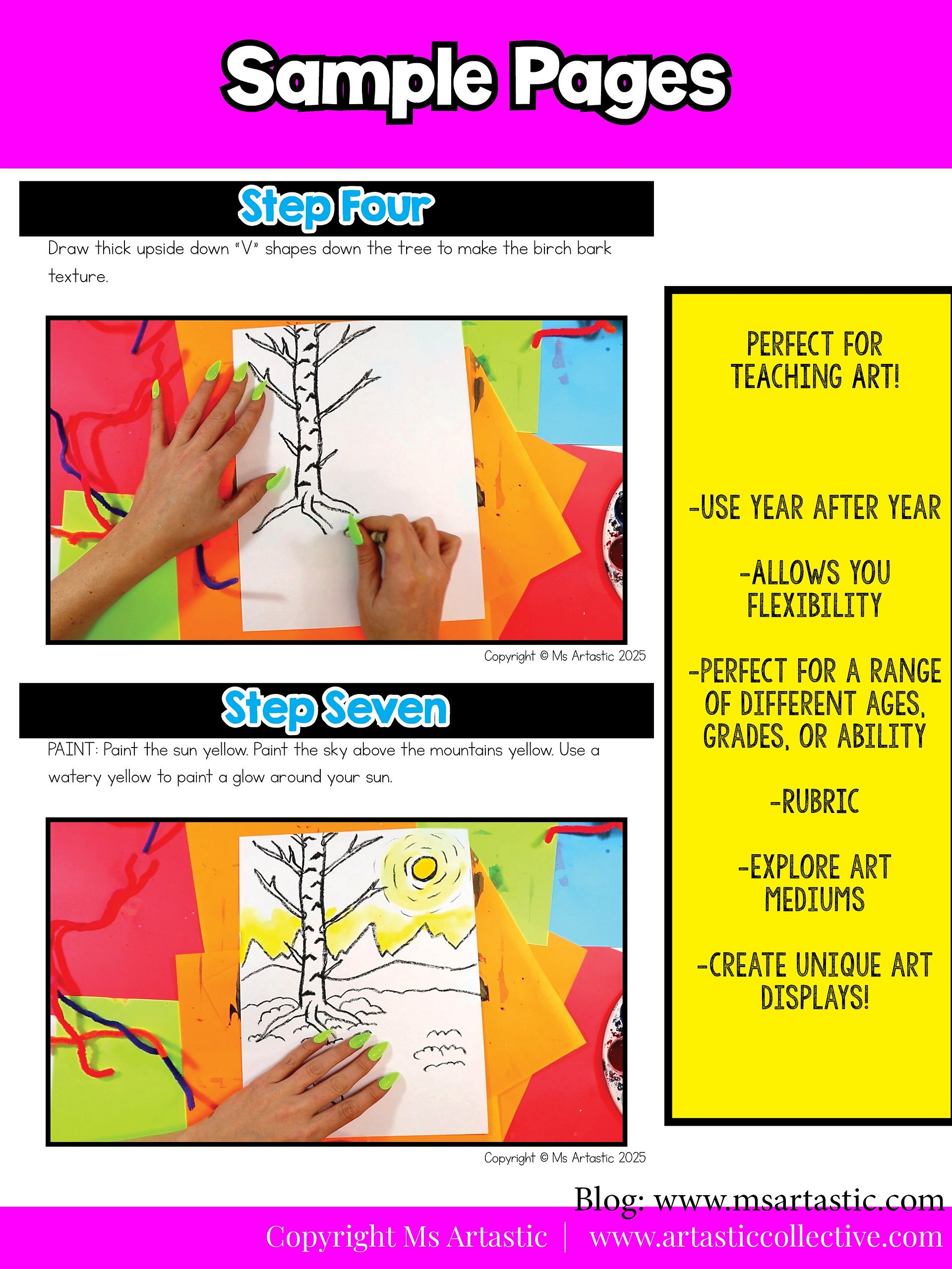 Winter Art Lesson Winter Birch Tree Art Project Winter Art Activity Reading product image (7)