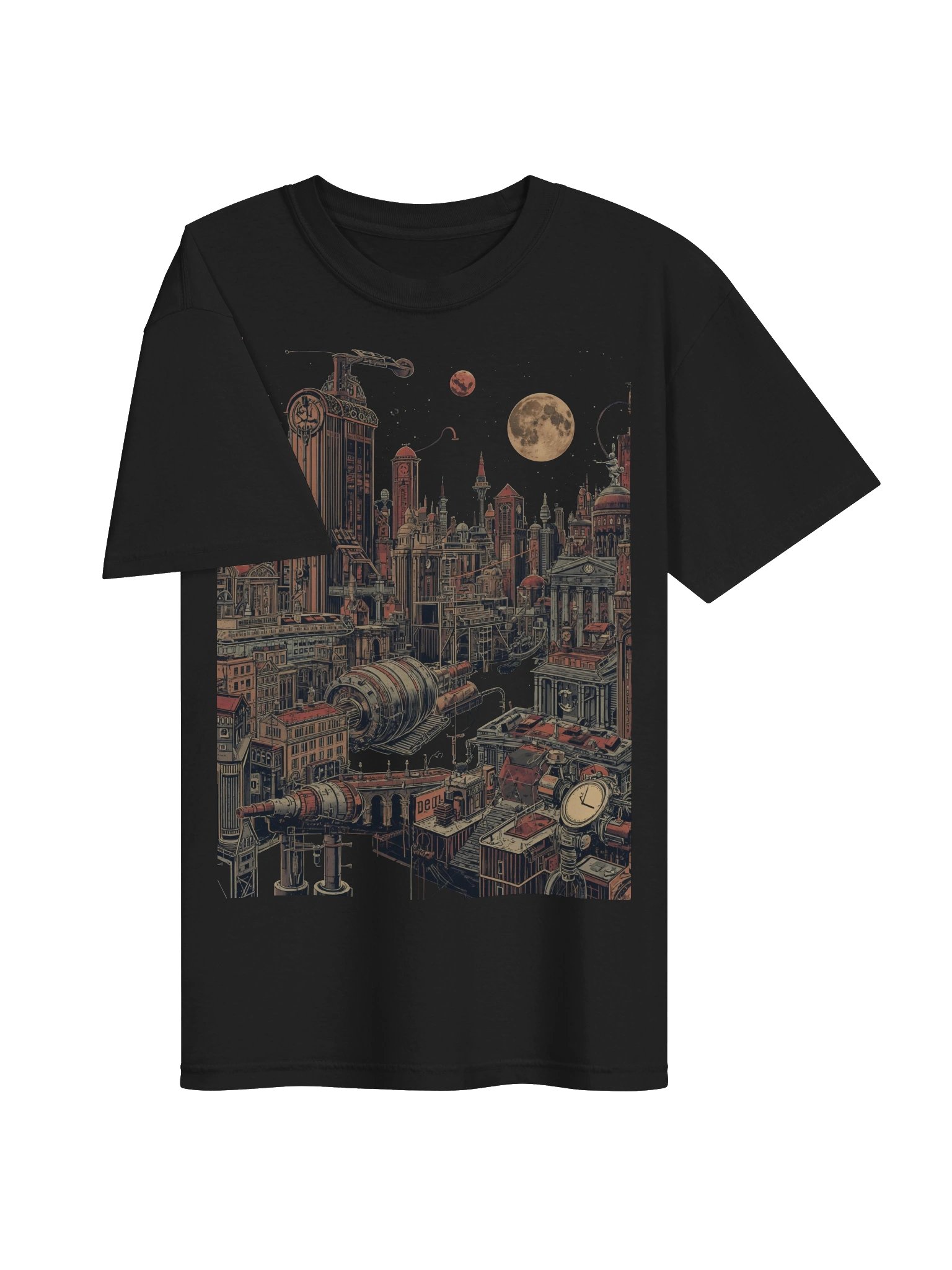 Moonlit Retro-Futurist Cityscape Heavyweight T-Shirt product image (6)