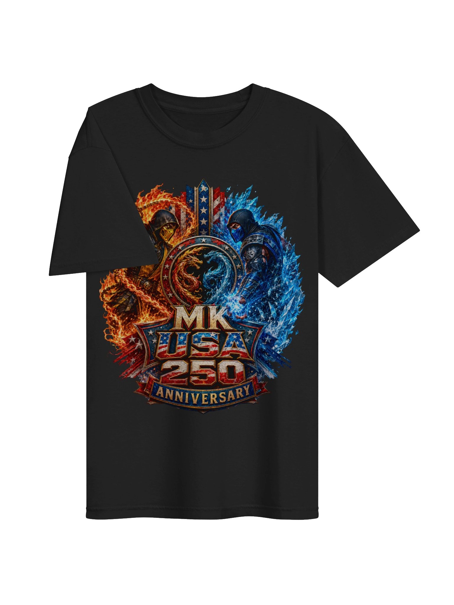 Mortal Kombat USA 250th Anniversary T-Shirt – Fire & Ice Patriotic Graphic Tee product image (4)