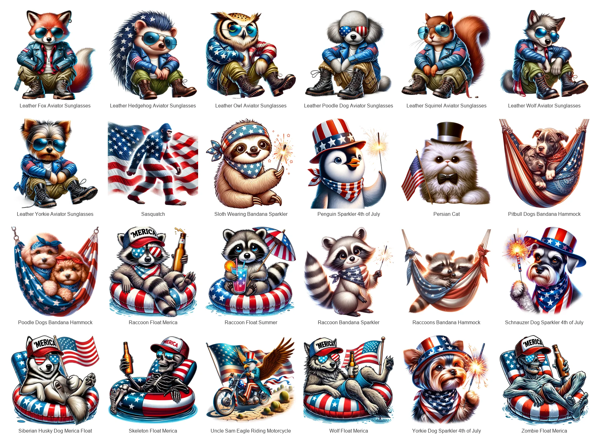 Patriotic 4th of July PNG Bundle Vol 3 | 72 Designs | Commercial Use | Sublimation Clipart product image (4)