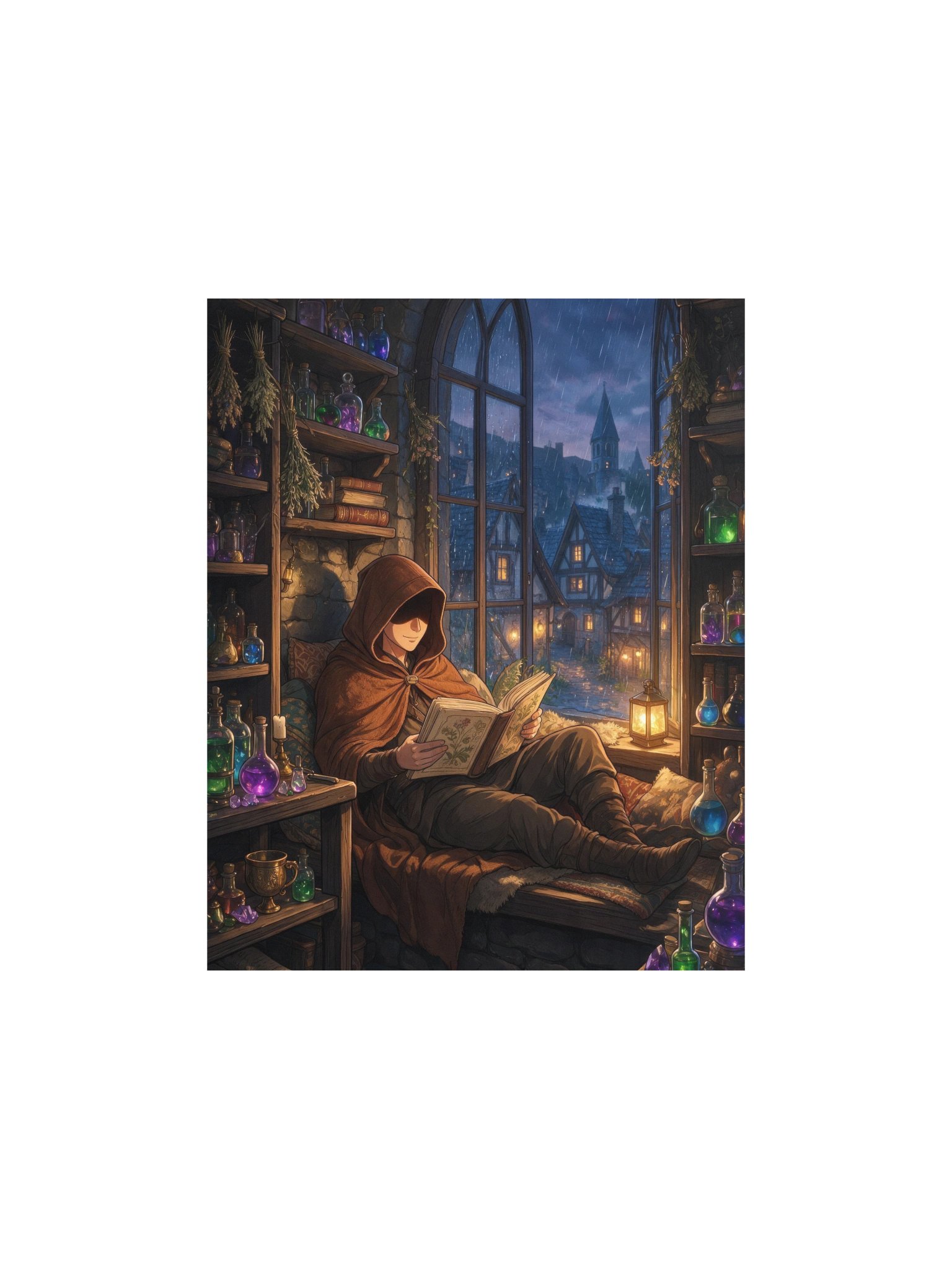 Rainy Night at the Apothecary — Bard's Reading Nook Art Print product image (13)