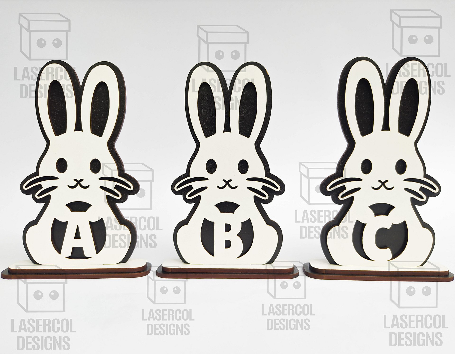 Easter Bunny Monogram Set 2 (3 Sizes) - Laser Cut Files product image (7)