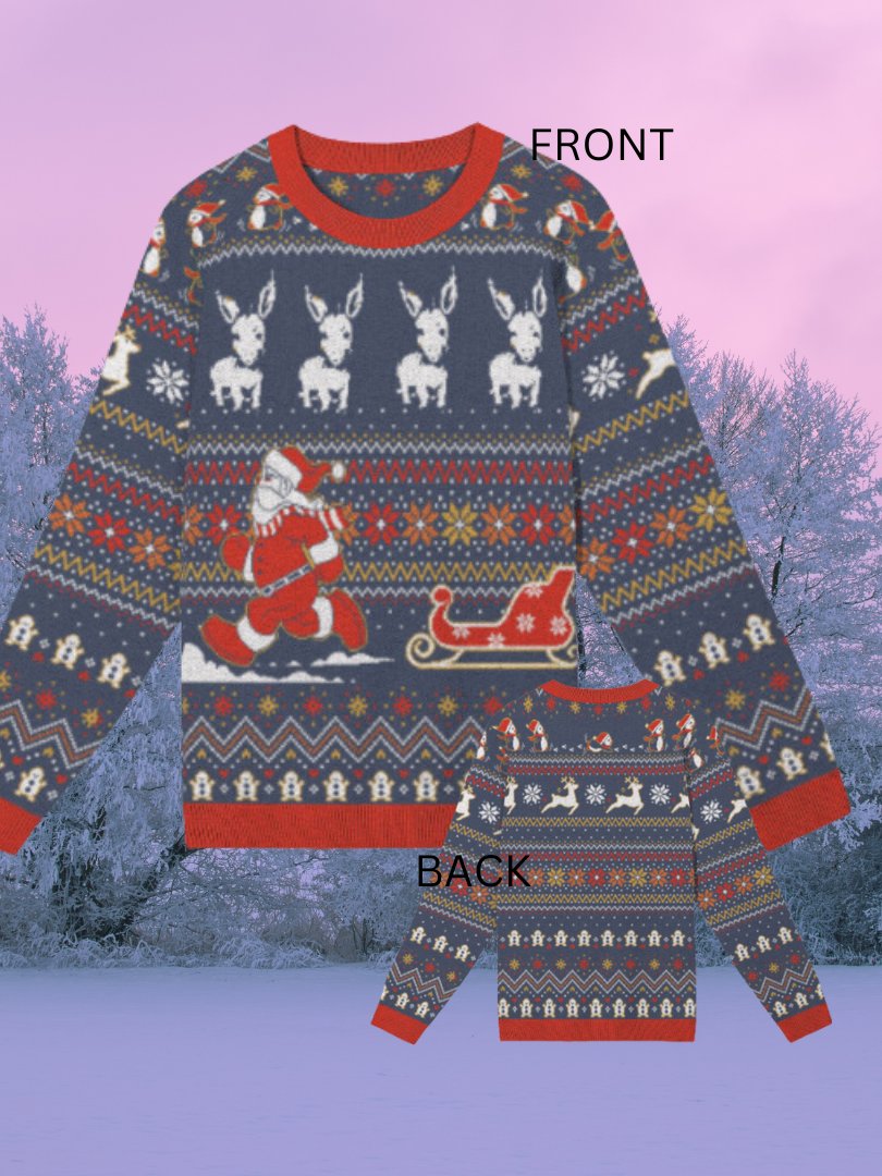 Festive Jacquard Knit Crewneck Sweater with Donkey product image (1)
