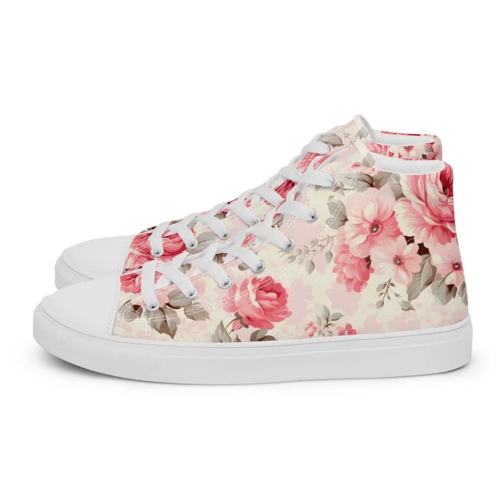 Women's Pink Floral High Top Canvas Shoes product image (11)