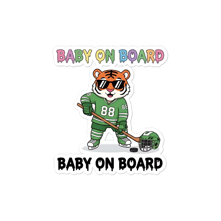 Funny Tiger Hockey Baby on Board Sticker - 5x5 Weatherproof Vinyl Car Decal - Premium Sporty Tiger Hockey Gift product image (1)